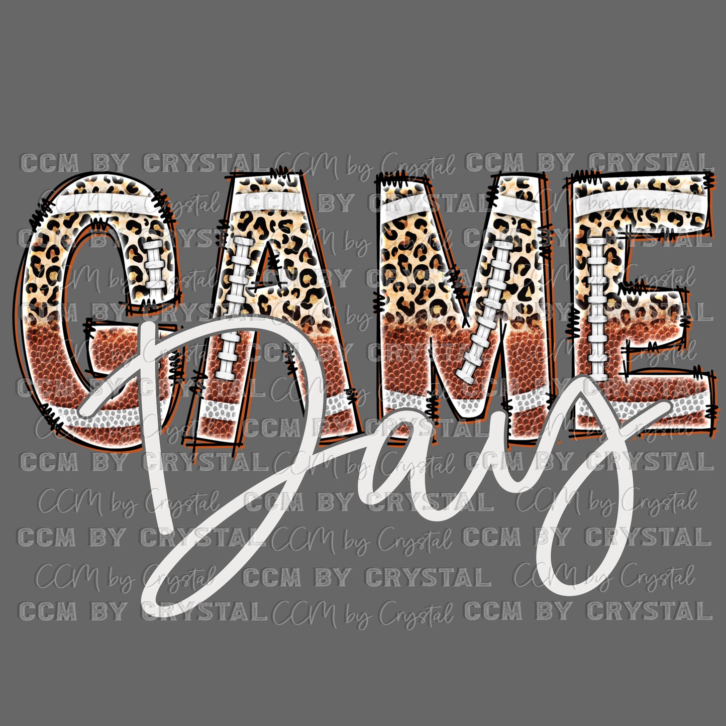 Game Day Football Doodle Letters PNG Digital File ONLY