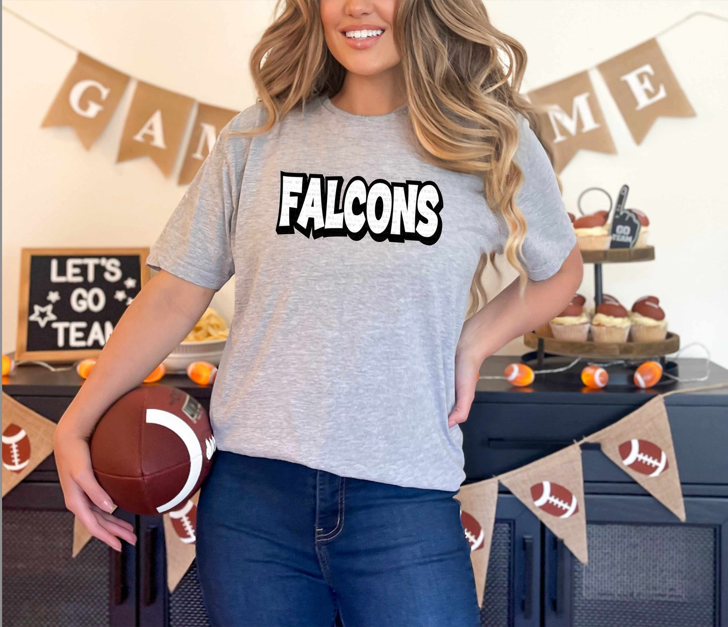 Falcons Black and White Sports Mascot Ready to Press Transfer DTF Transfer Sublimation Transfer