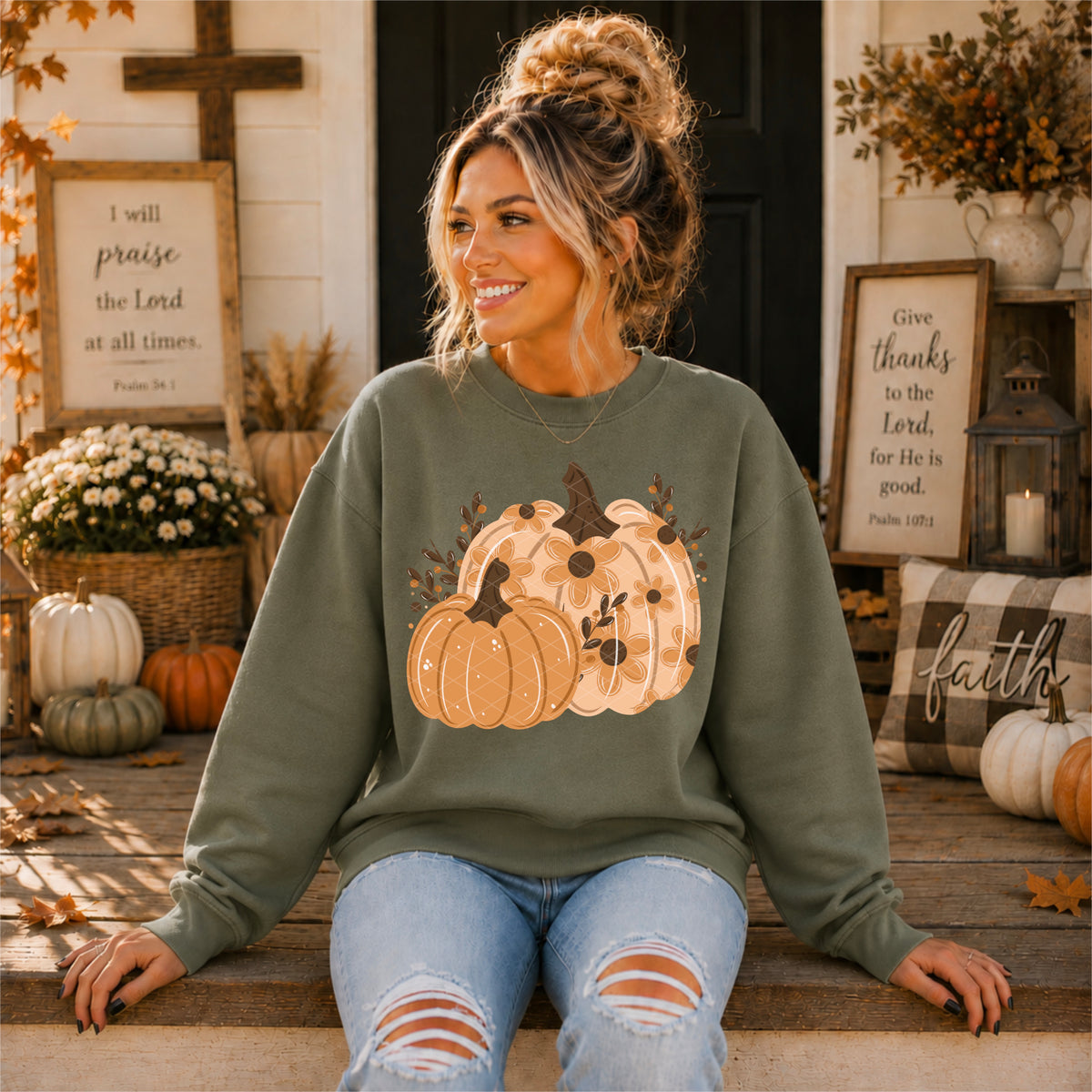 Floral Pumpkins Fall Ready to Press DTF Transfers Sublimation Transfers