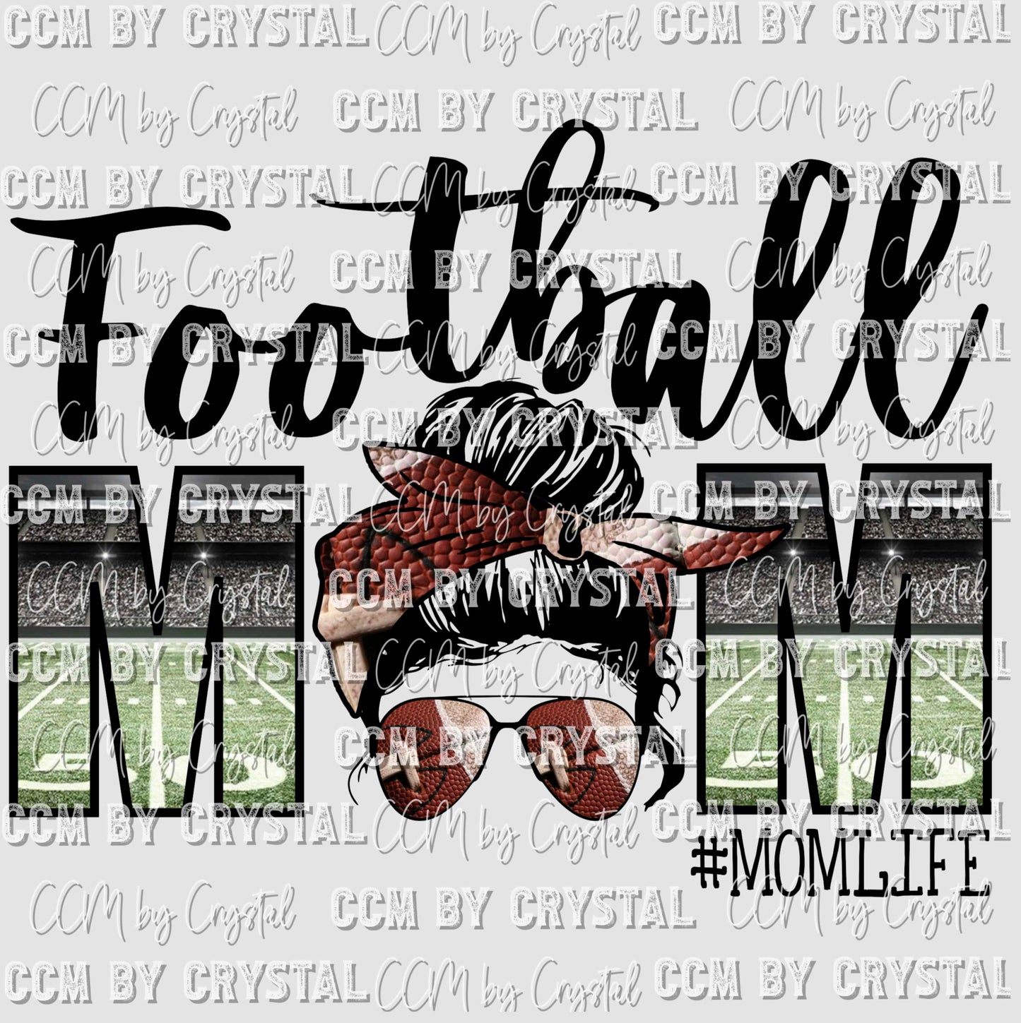 Football Mom Messy Bun Ready to Press Transfer