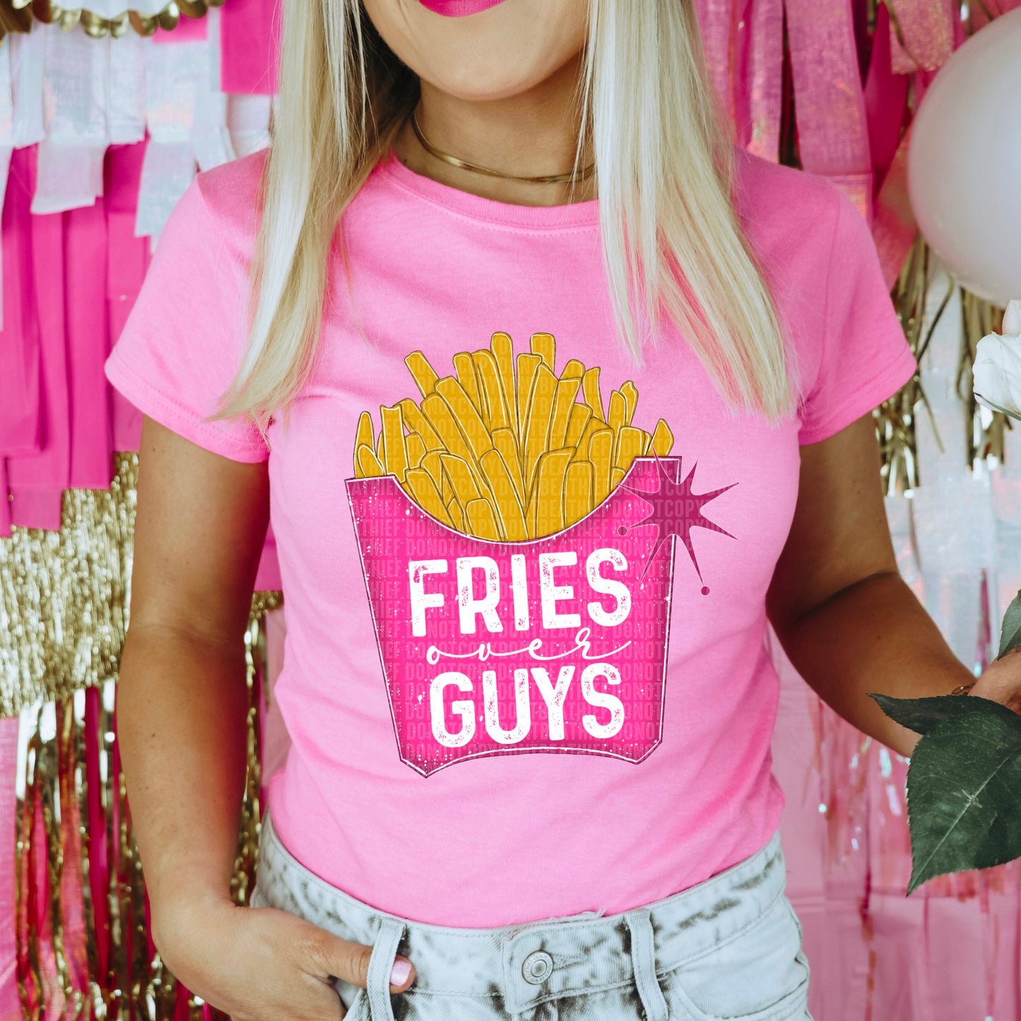 Fries Before Guys Valentine's Day Ready to Press Transfer DTF Transfer Sublimation Transfer