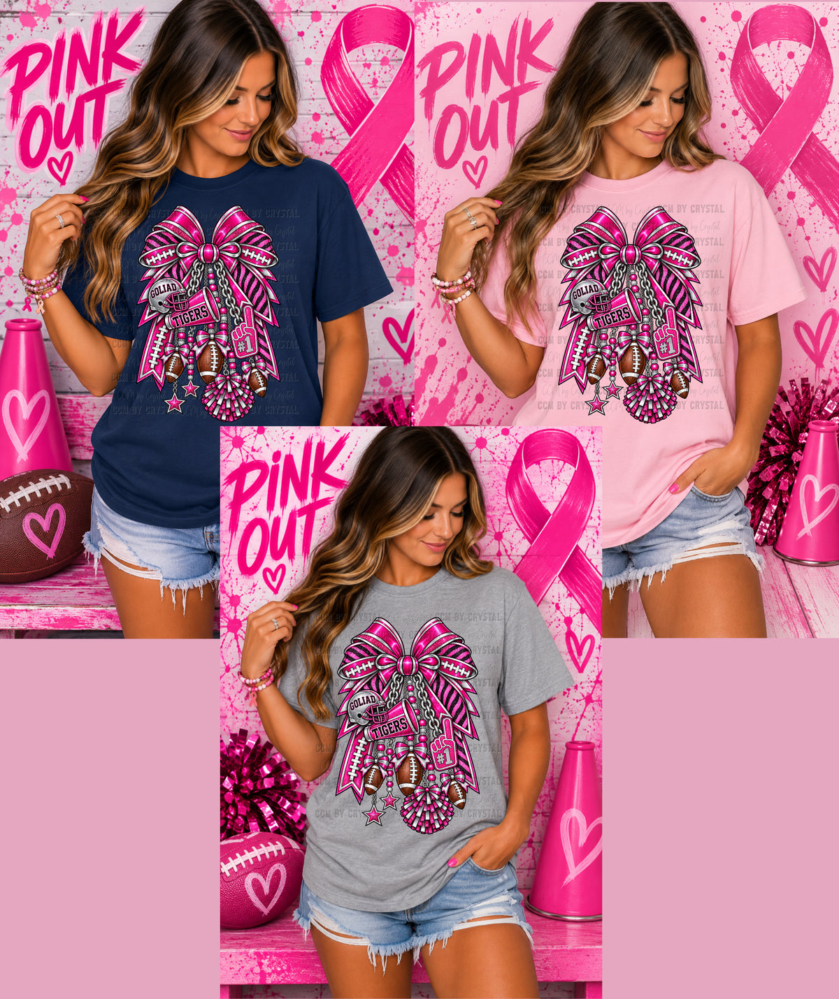 Pink Bow Goliad Tigers Pink Out T Shirt