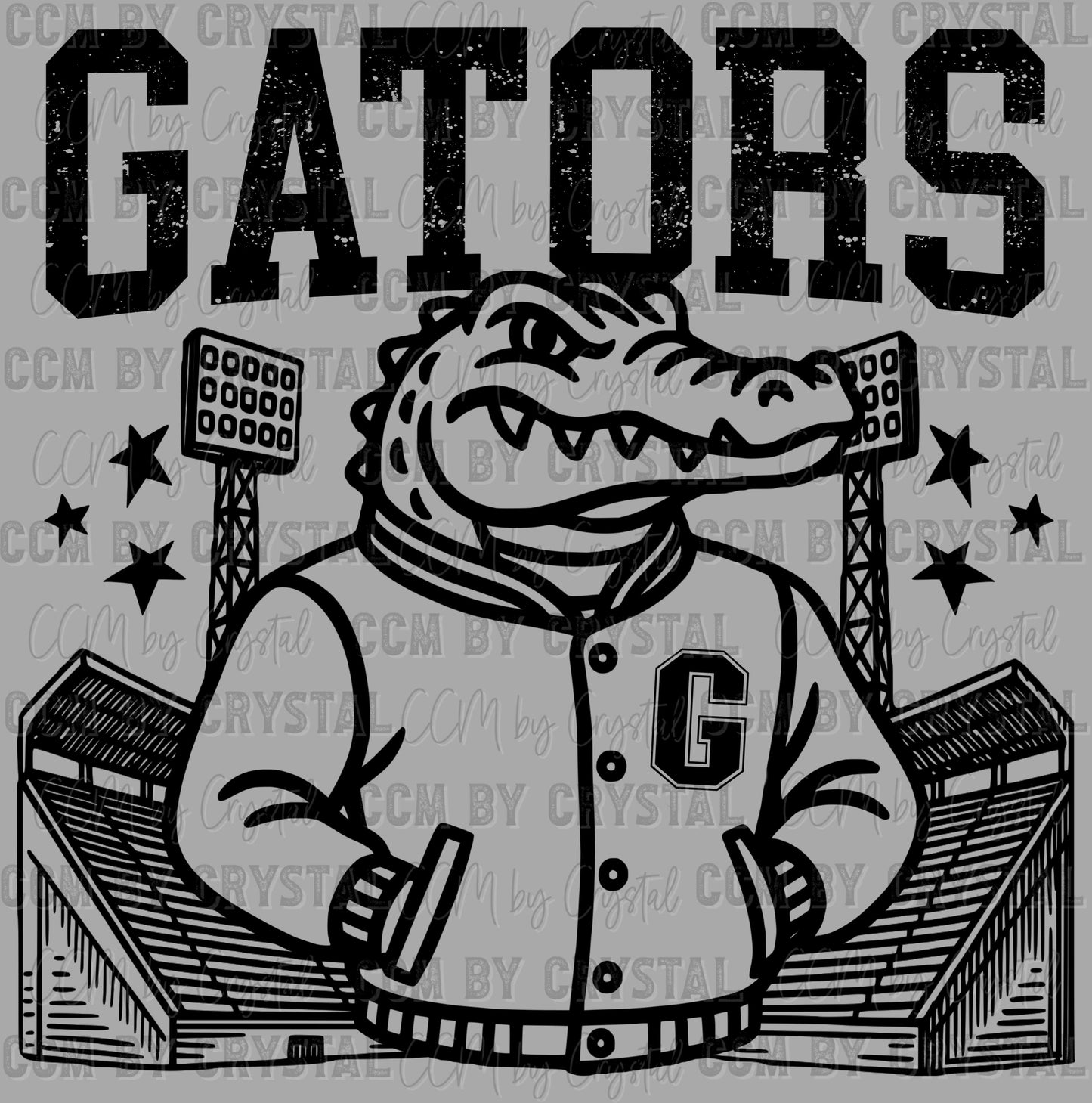 Letterman Gators Mascot Ready to Press Transfer DTF Transfer Sublimation Transfer