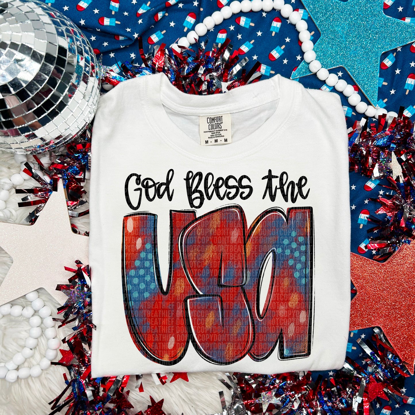 God Bless the USA 4th of July Ready to Press Transfer DTF Transfer Sublimation Transfer