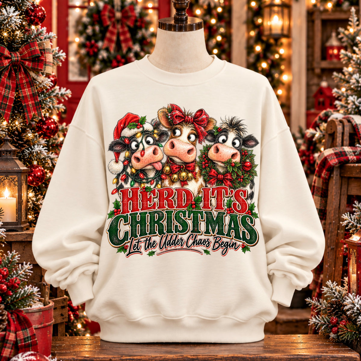 Herd it's Christmas Cows Ready to Press DTF Transfers Sublimation Transfers
