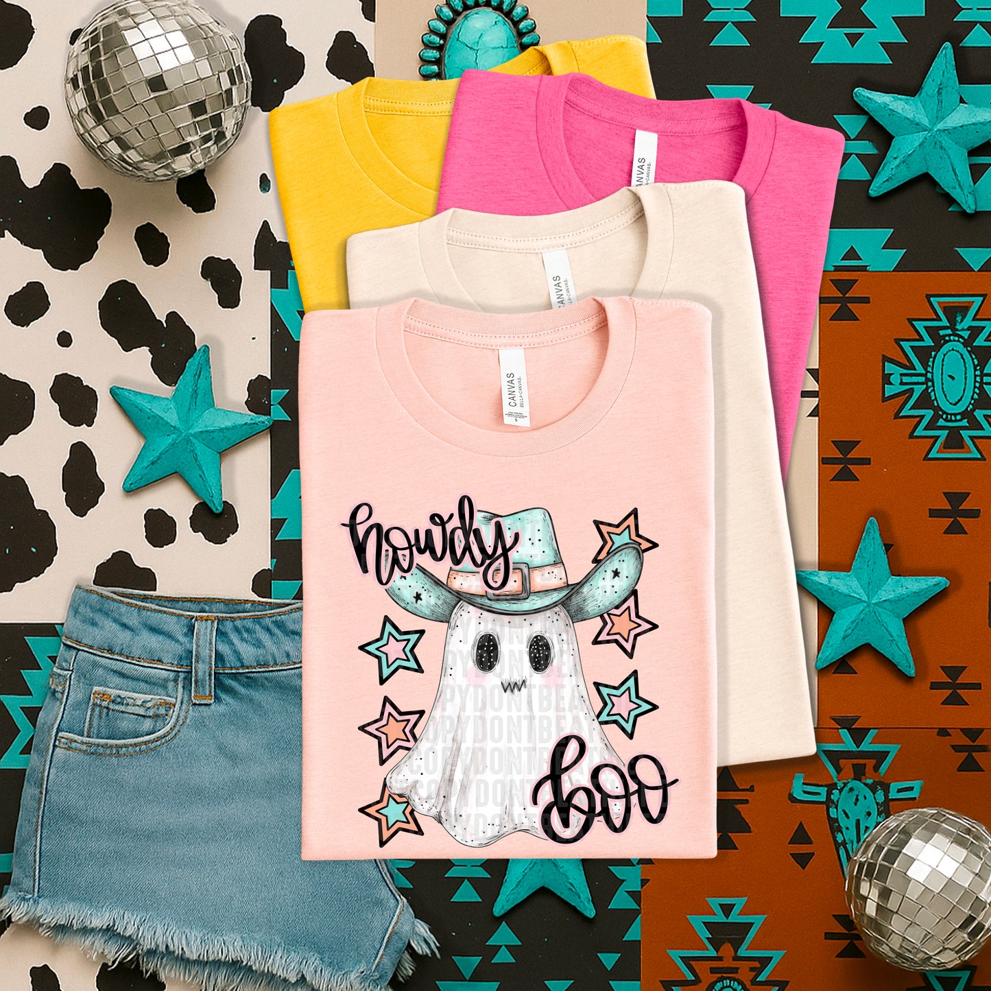 Howdy Boo Western Ghost Halloween Ready to Press Transfer DTF Transfer Sublimation Transfer