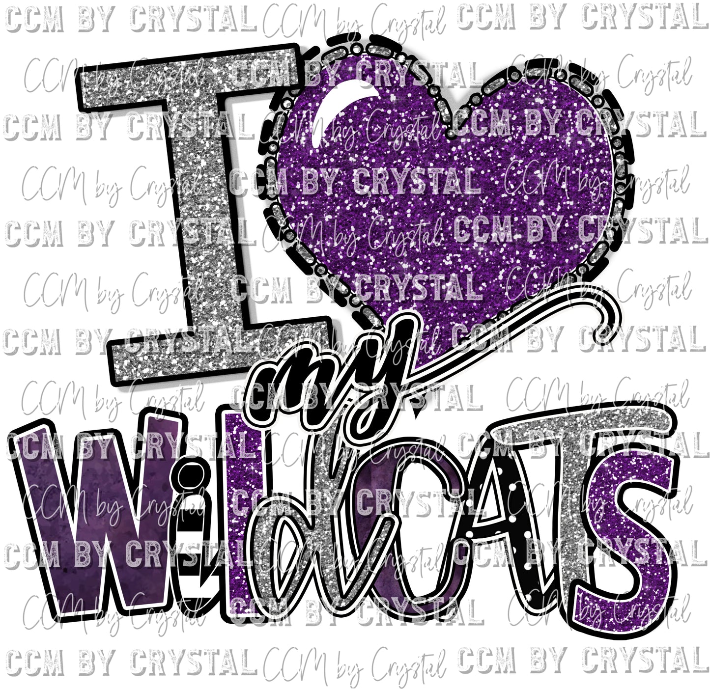 I Love My Wildcats Purple Print Ready to Press Transfer