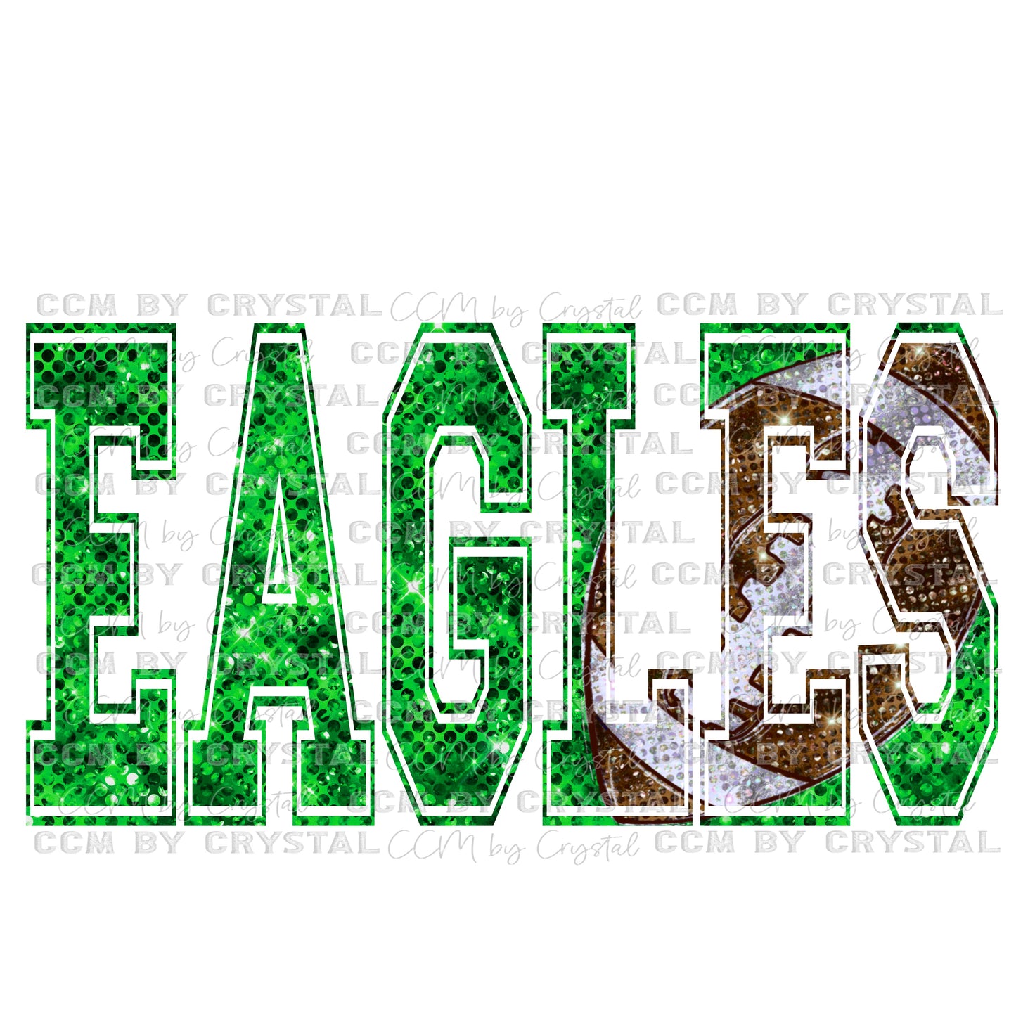 Eagles Football Faux Sequins Green Mascot PNG Digital File ONLY