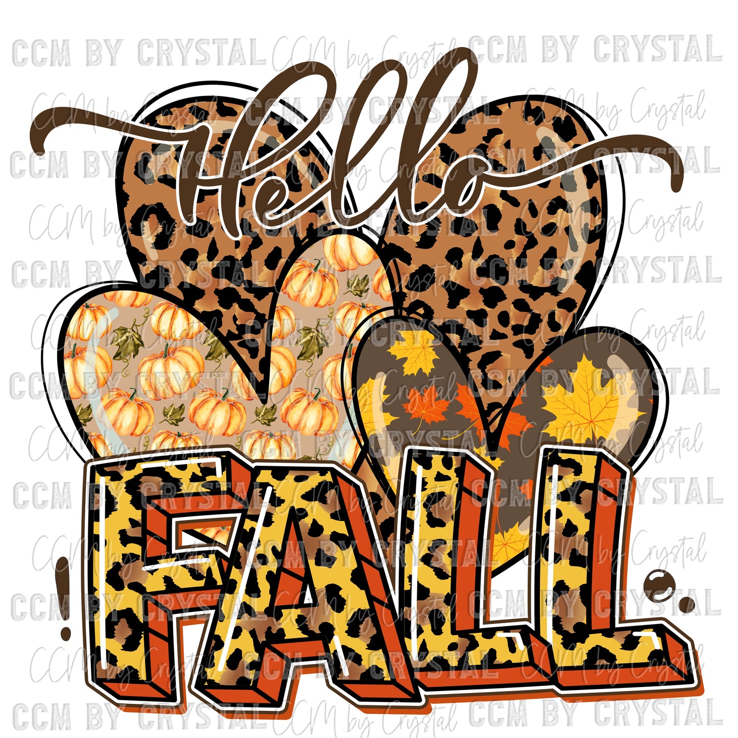 Hello Fall Hearts Ready to Press Transfer