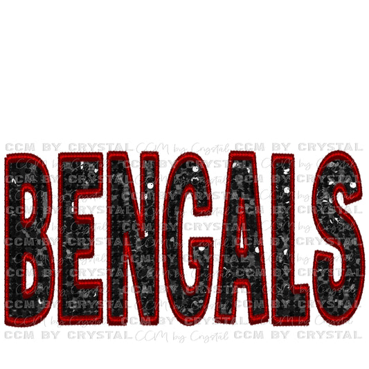 Bengals Faux Sequins Faux Embroidery Ready to Press Transfer