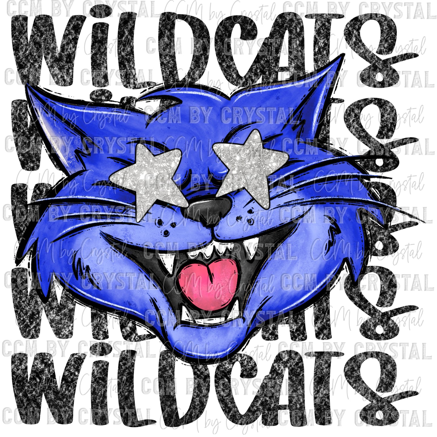 Wildcats Stacked Blue Mascot Ready to Press Transfer