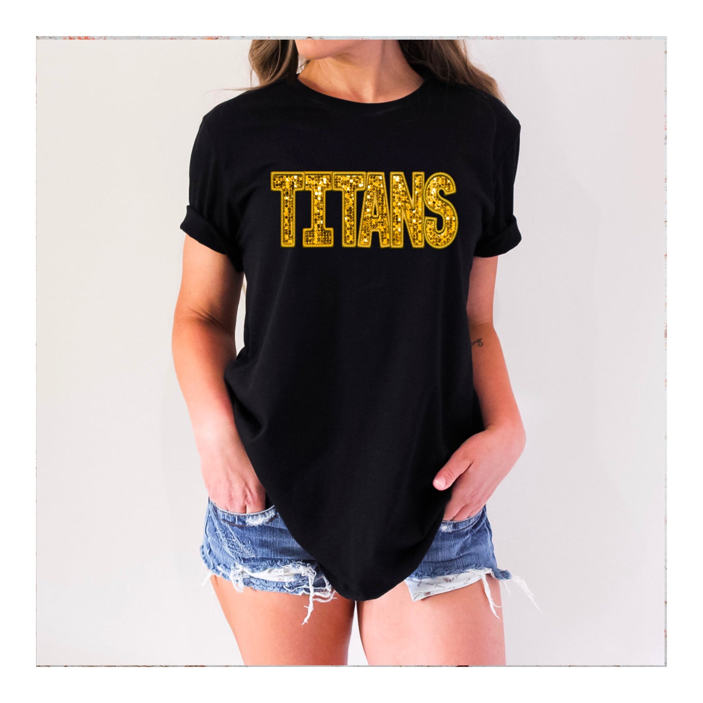 Titans Gold Mascot Faux Sequins Faux Embroidery PNG Digital File ONLY