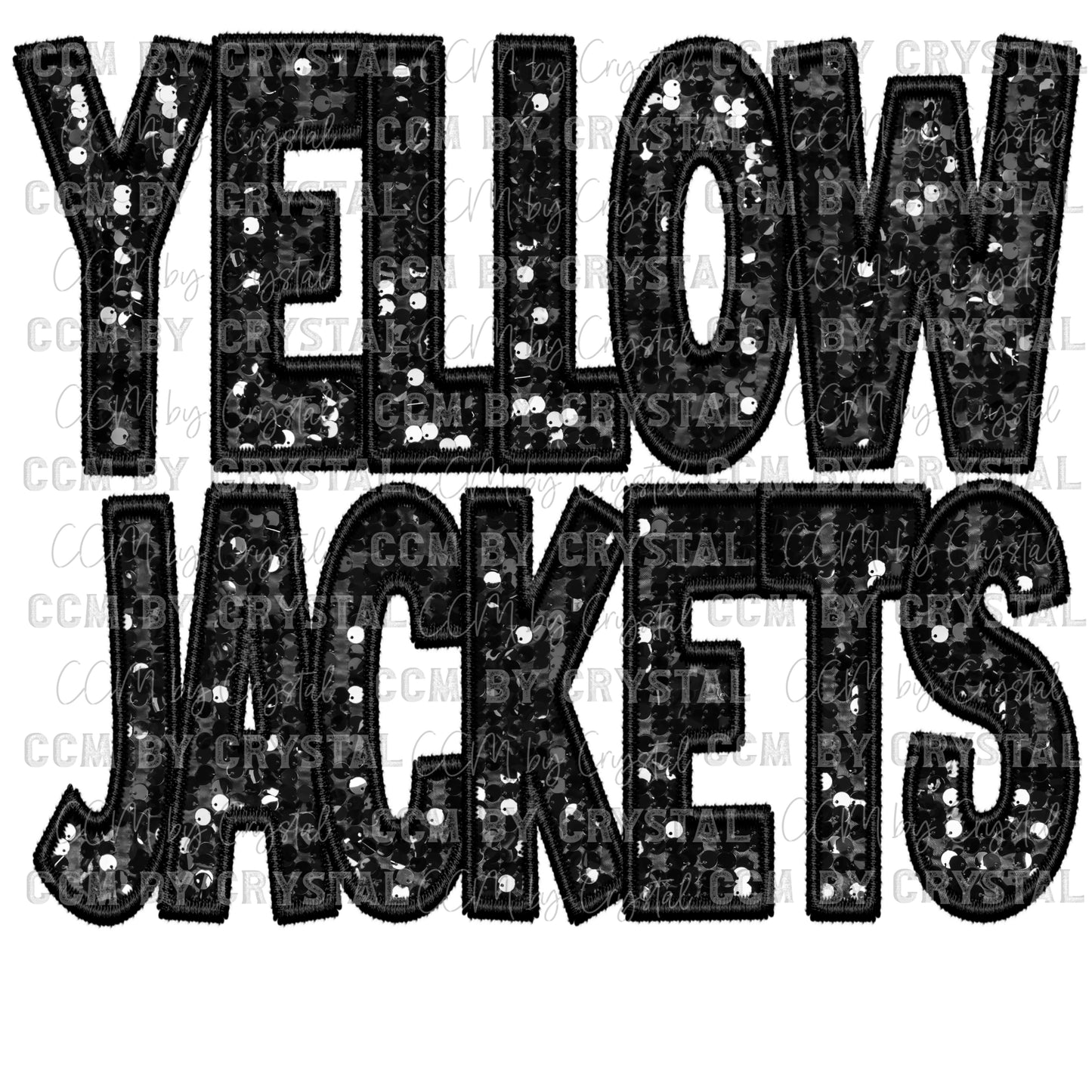 Yellow Jackets Mascot Faux Sequins Faux Embroidery PNG Digital File ONLY