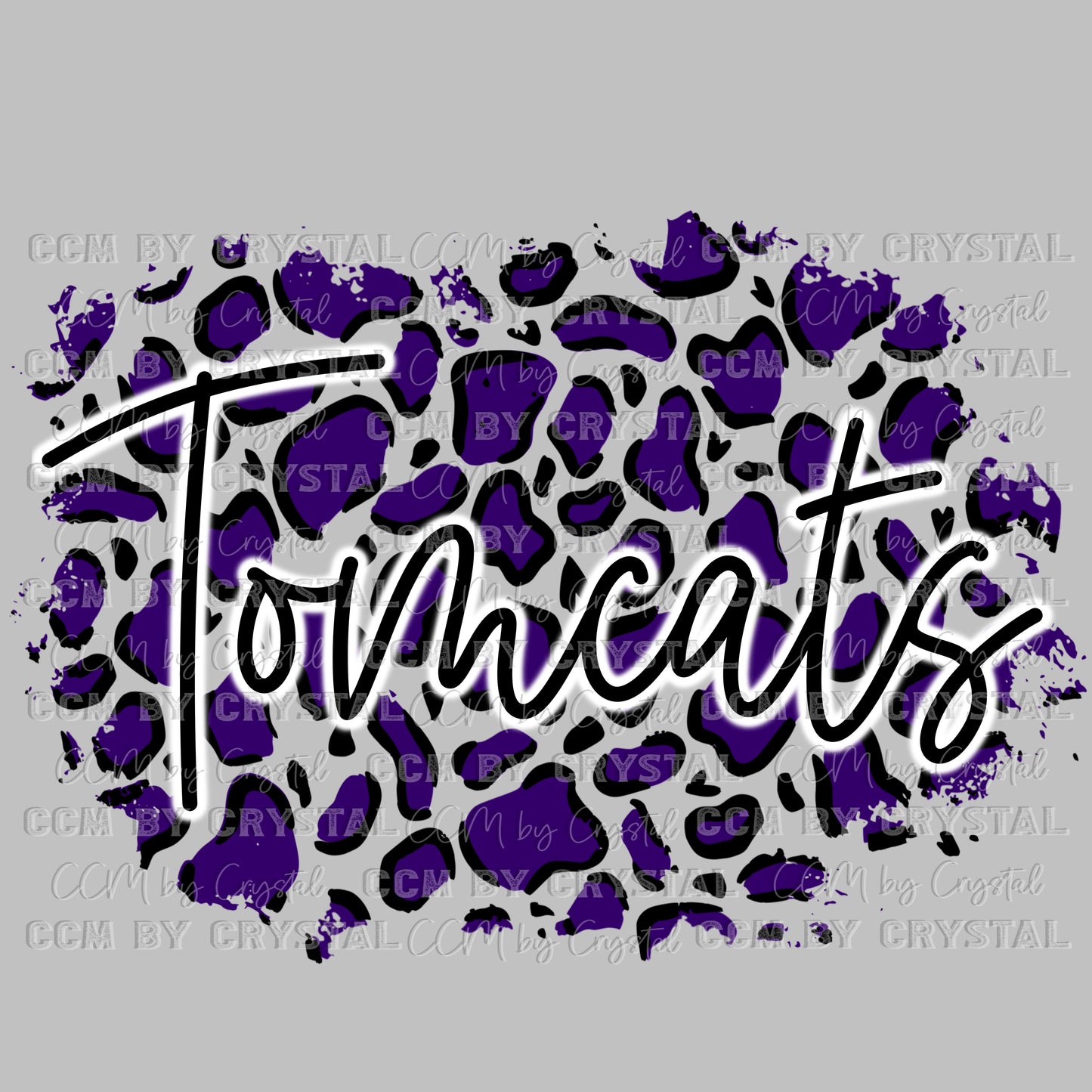 Tomcats Mascot with Purple Leopard Background Ready to Press Transfer