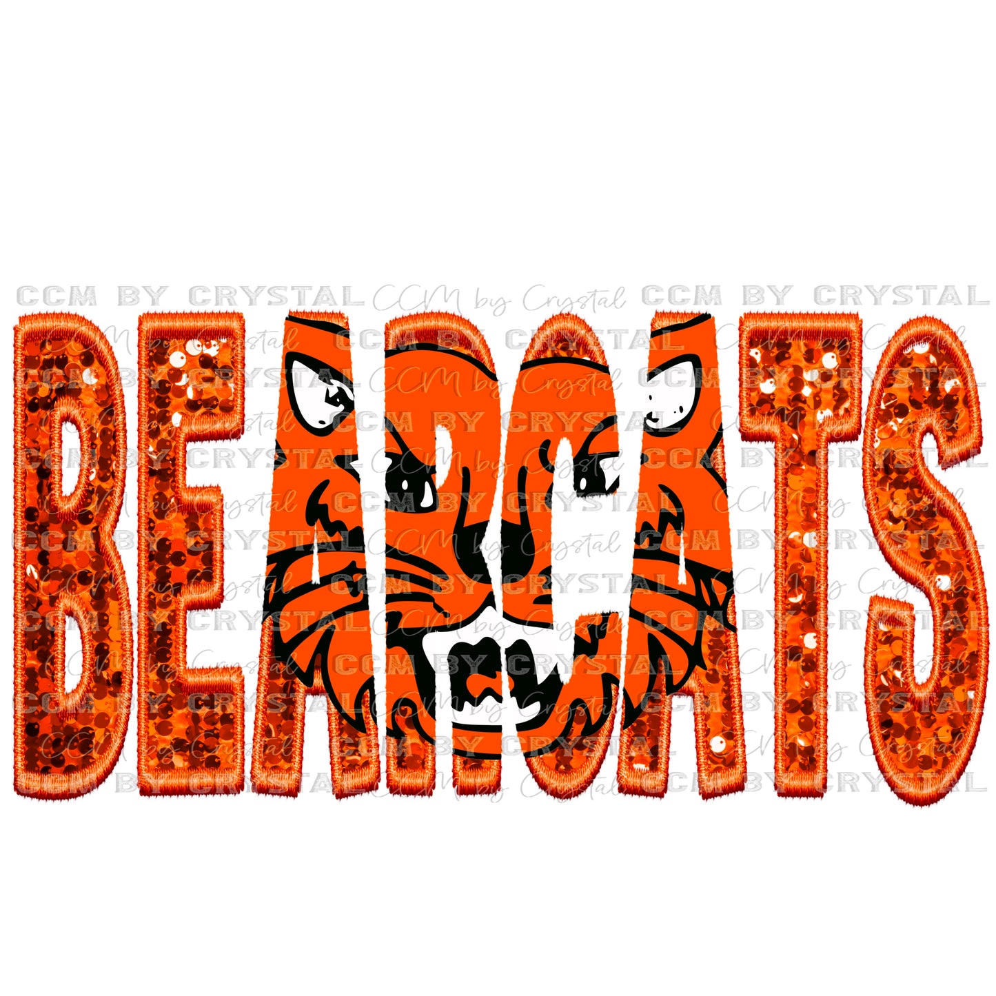 Bearcats Mascot Faux Sequins Faux Embroidery PNG Digital File ONLY