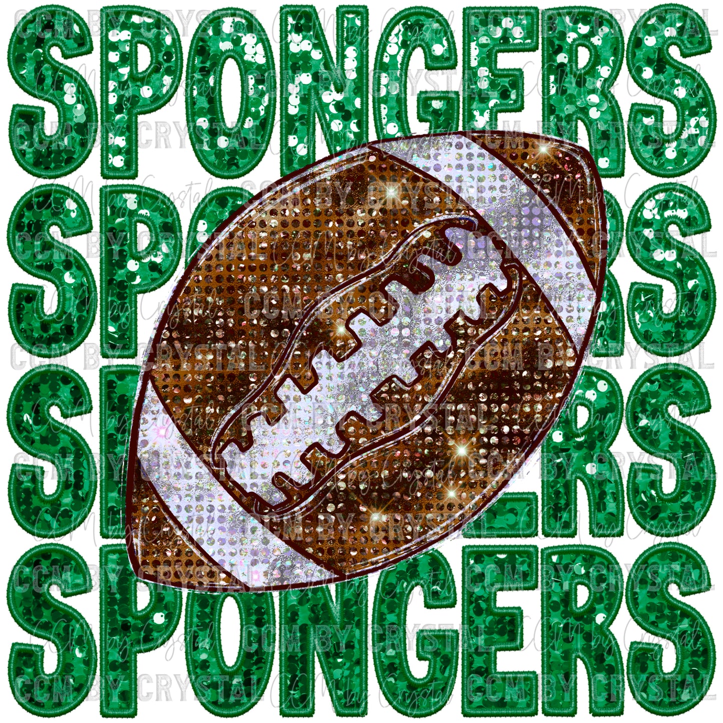 Spongers Football Mascot Faux Sequins Faux Embroidery PNG Digital File ONLY