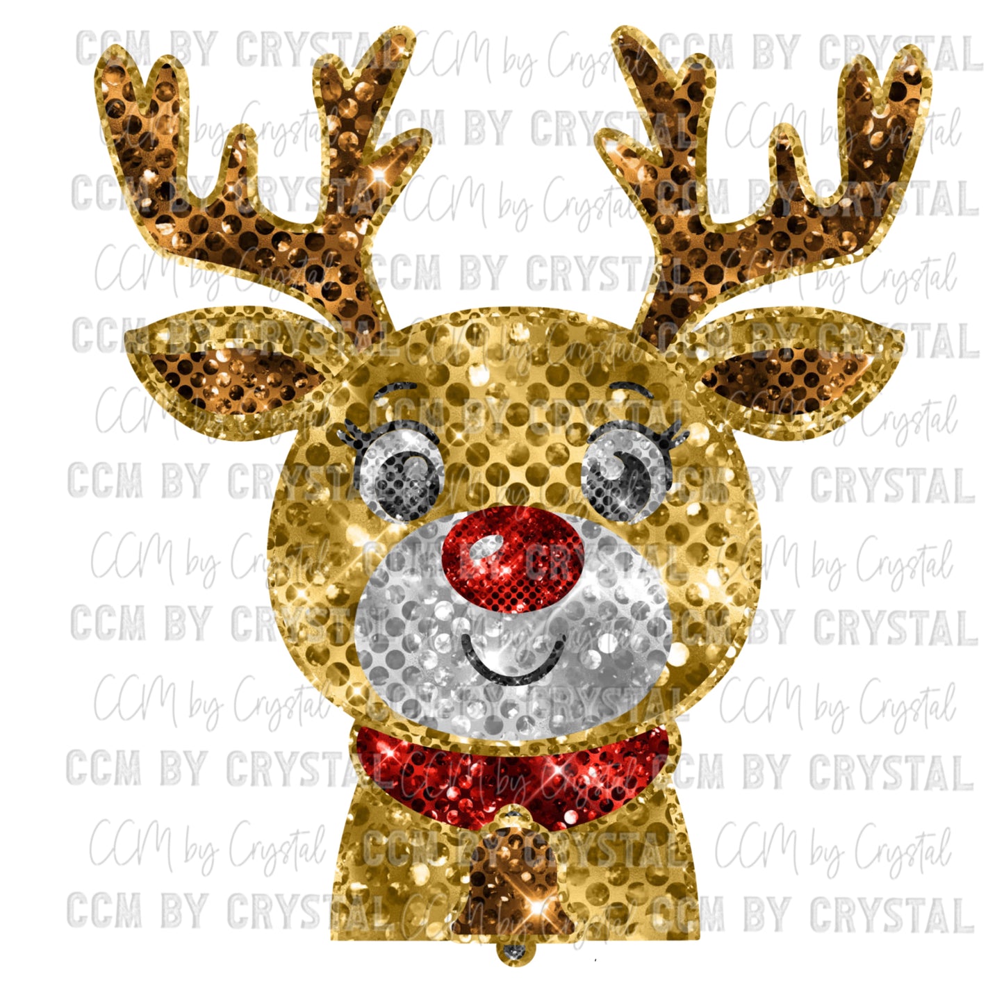 Faux Sequin Reindeer Christmas Ready To Press Transfer