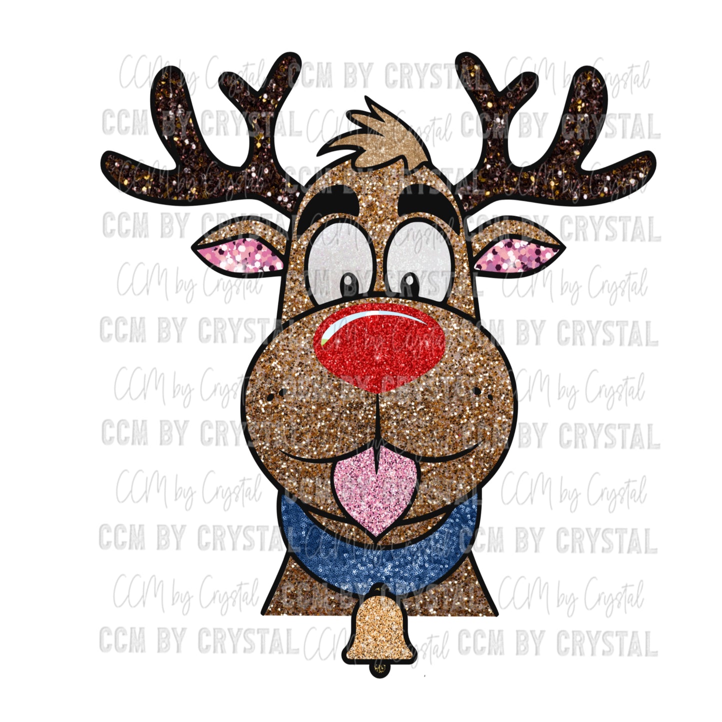 Retro Glitter Reindeer Christmas Ready To Press Transfer