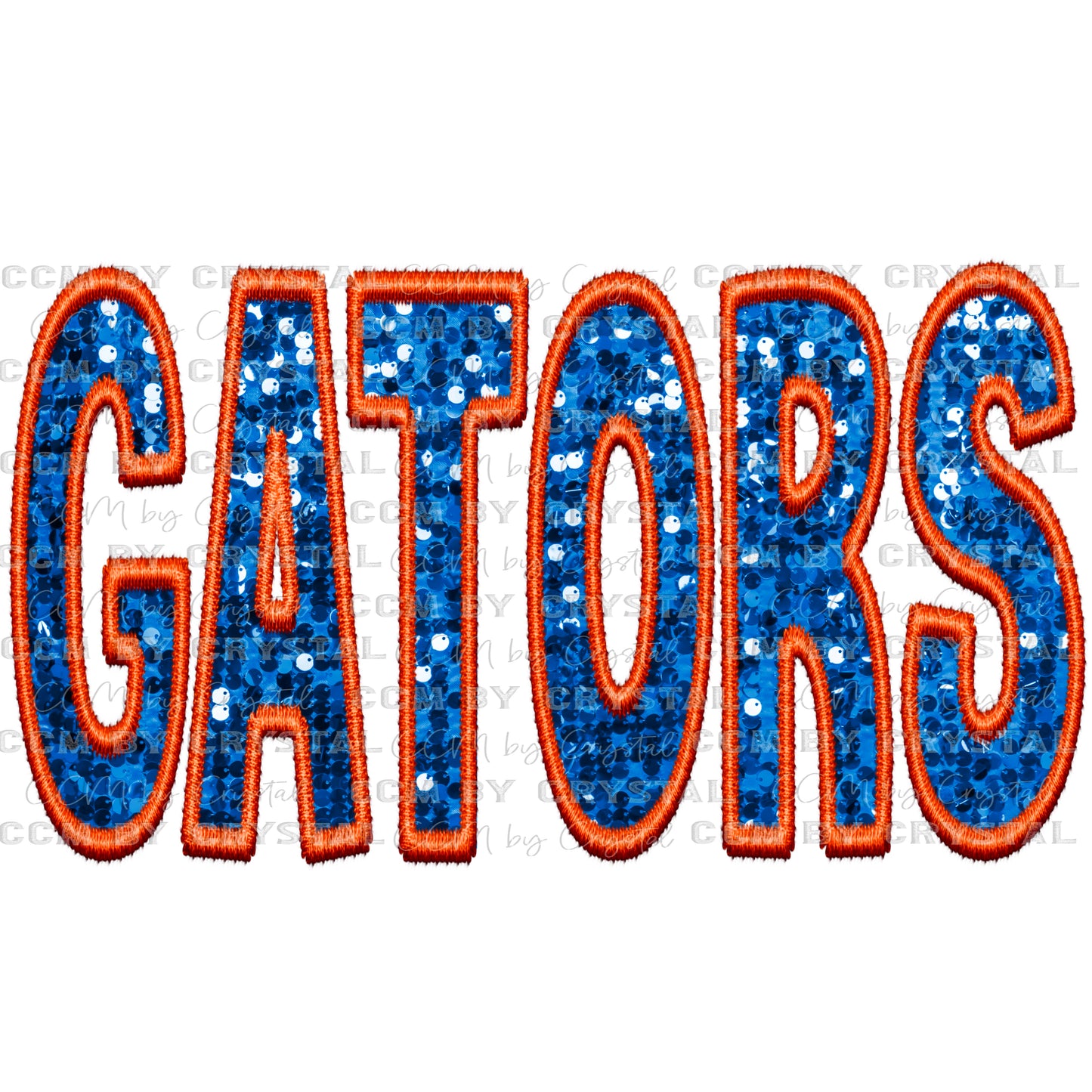 Gators Mascot Faux Embroidery Faux Sequins Ready To Press Transfer