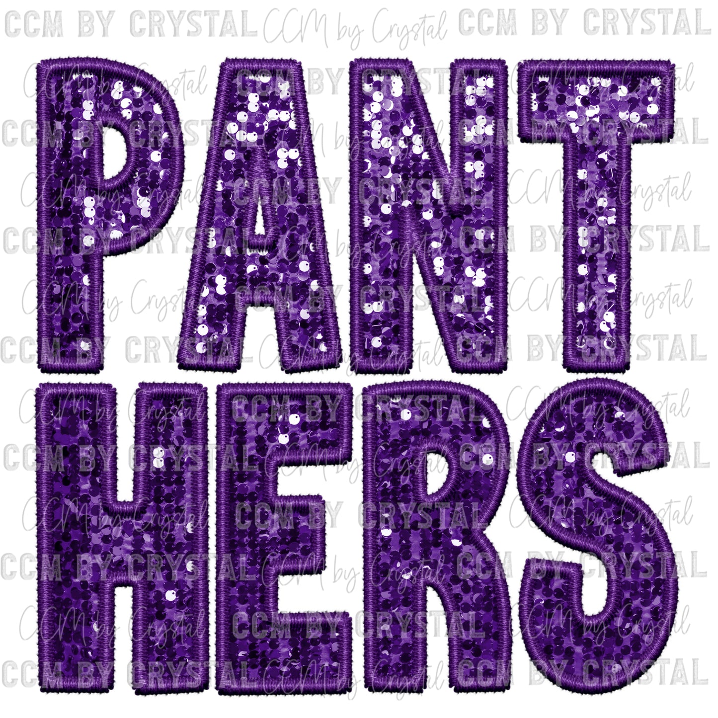 Panthers Mascot Faux Embroidery Faux Sequins Ready To Press Transfer