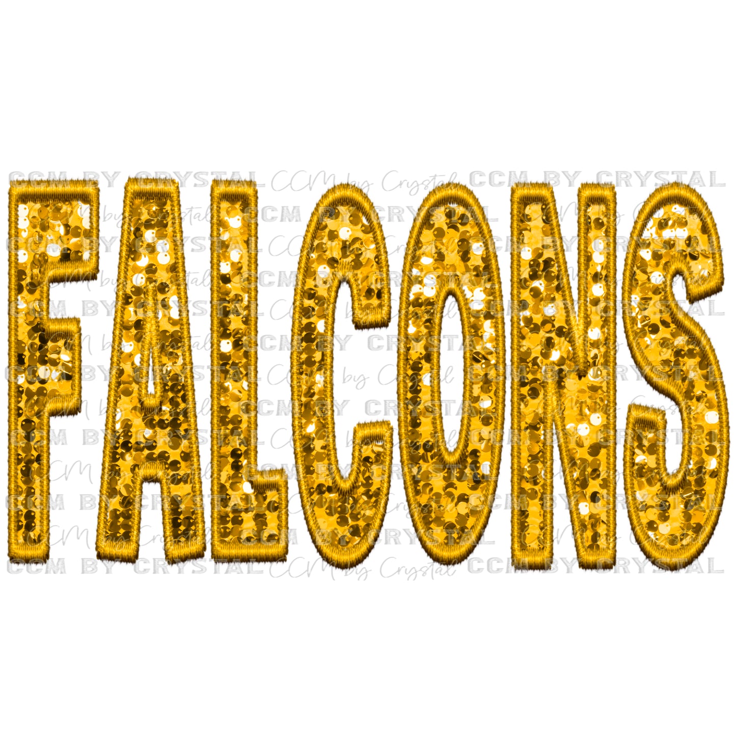 Falcons Mascot Faux Embroidery Faux Sequins Ready To Press Transfer