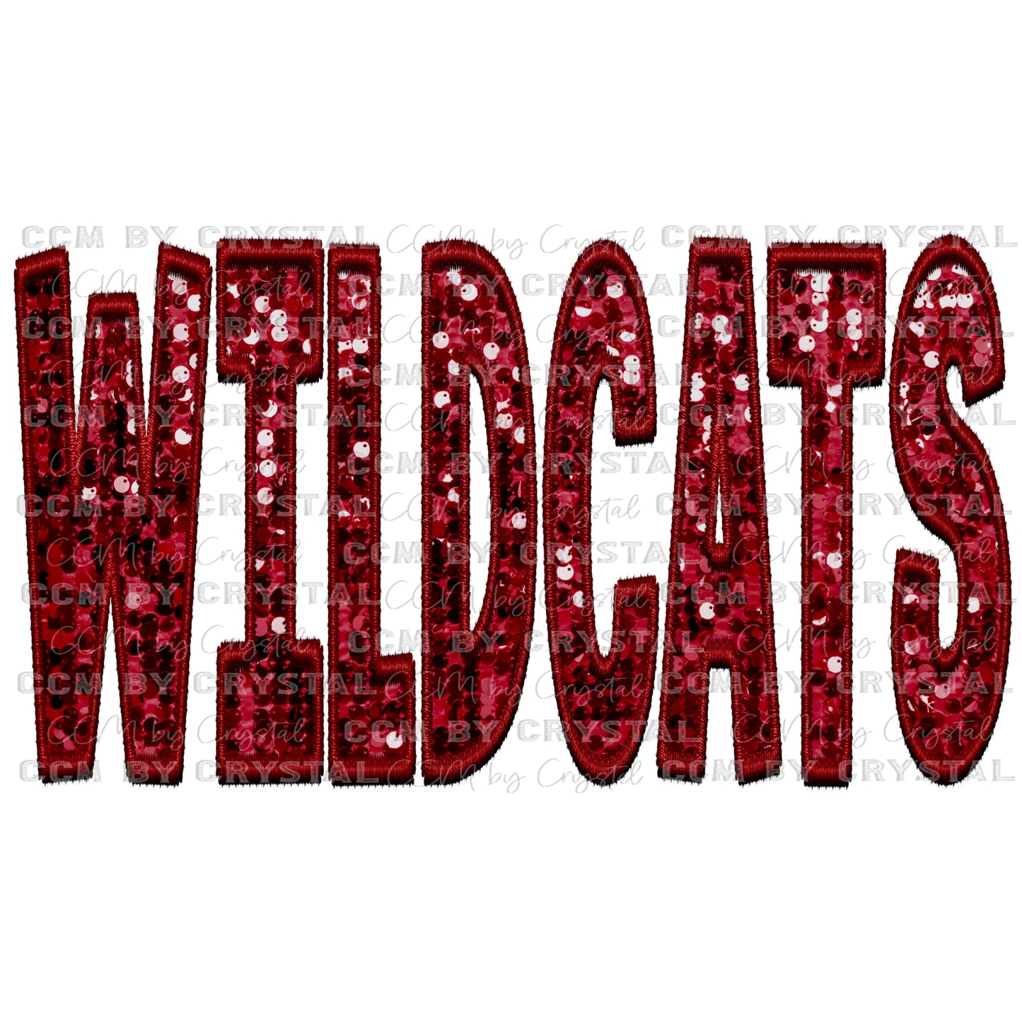 Wildcats Faux Embroidery Faux Sequins Ready To Press Transfer