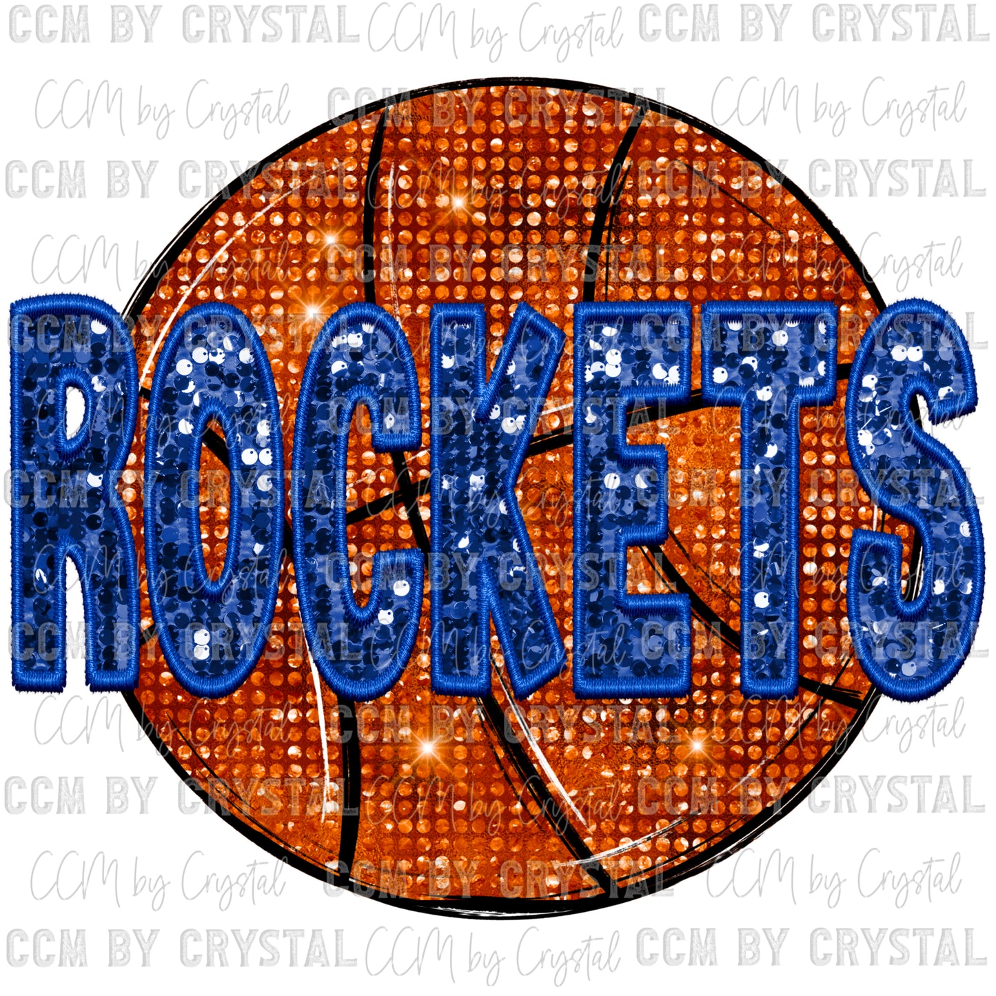 Rockets Basketball Faux Embroidery Faux Sequins PNG Digital File ONLY