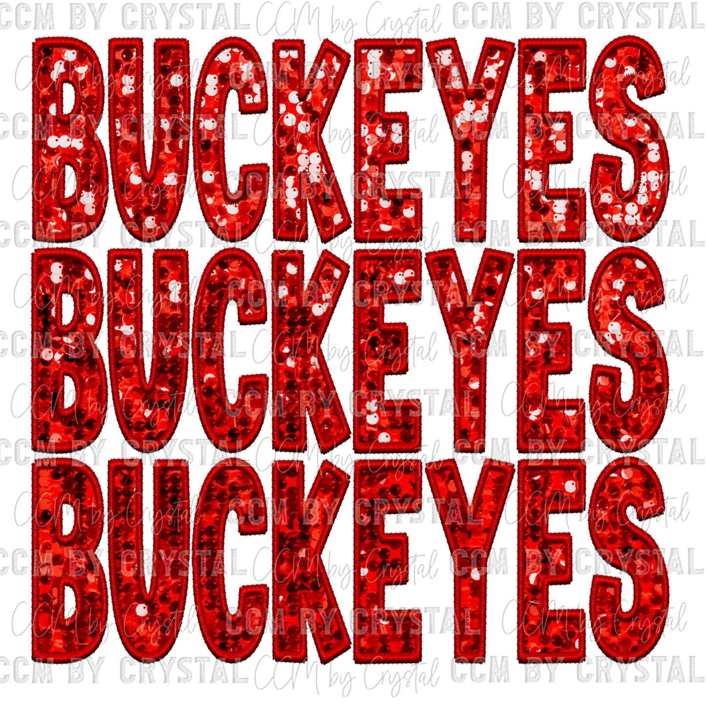 Buckeyes Faux Embroidery Faux Sequins PNG Digital File ONLY
