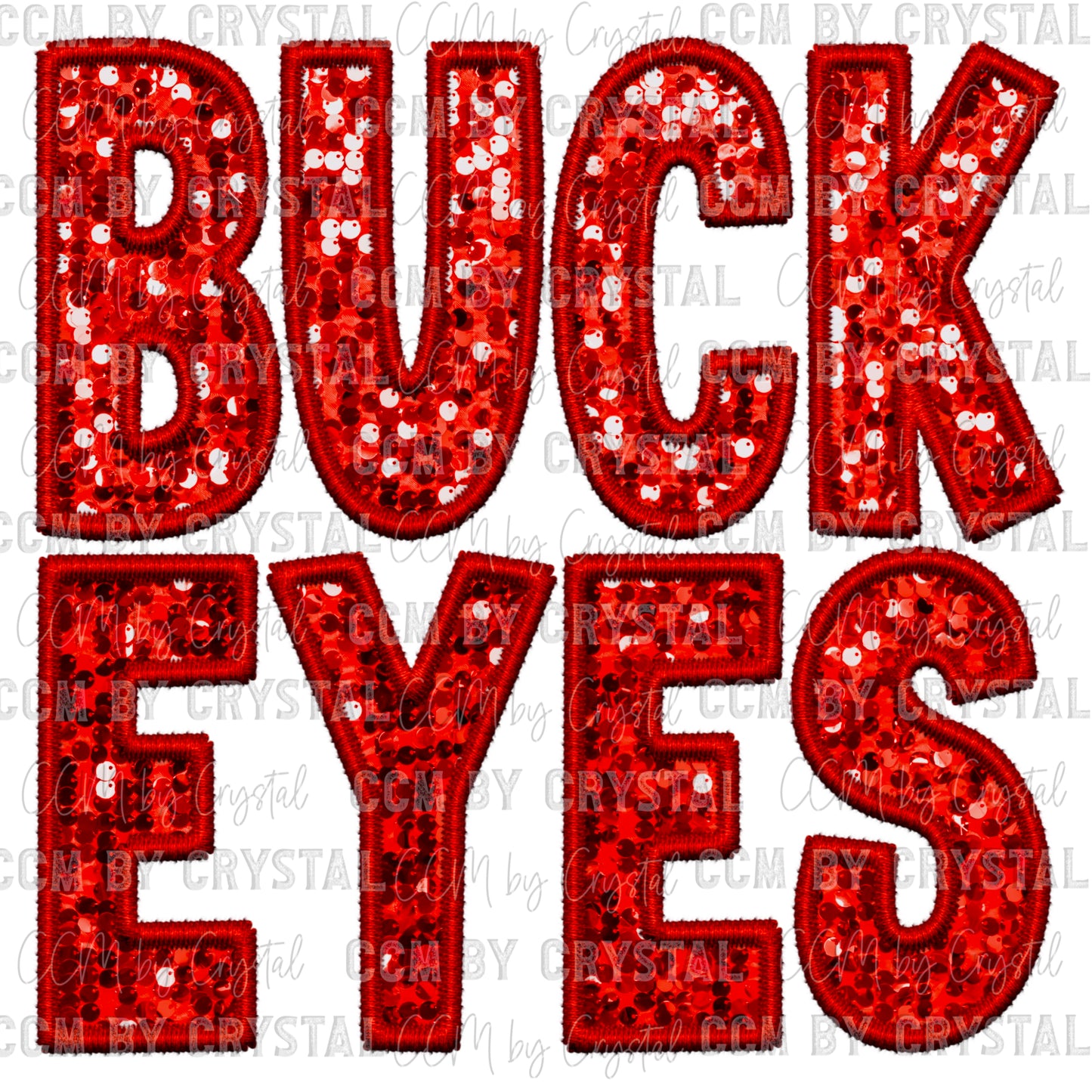 Buckeyes Faux Embroidery Faux Sequins Ready To Press Transfer DTF Sublimation