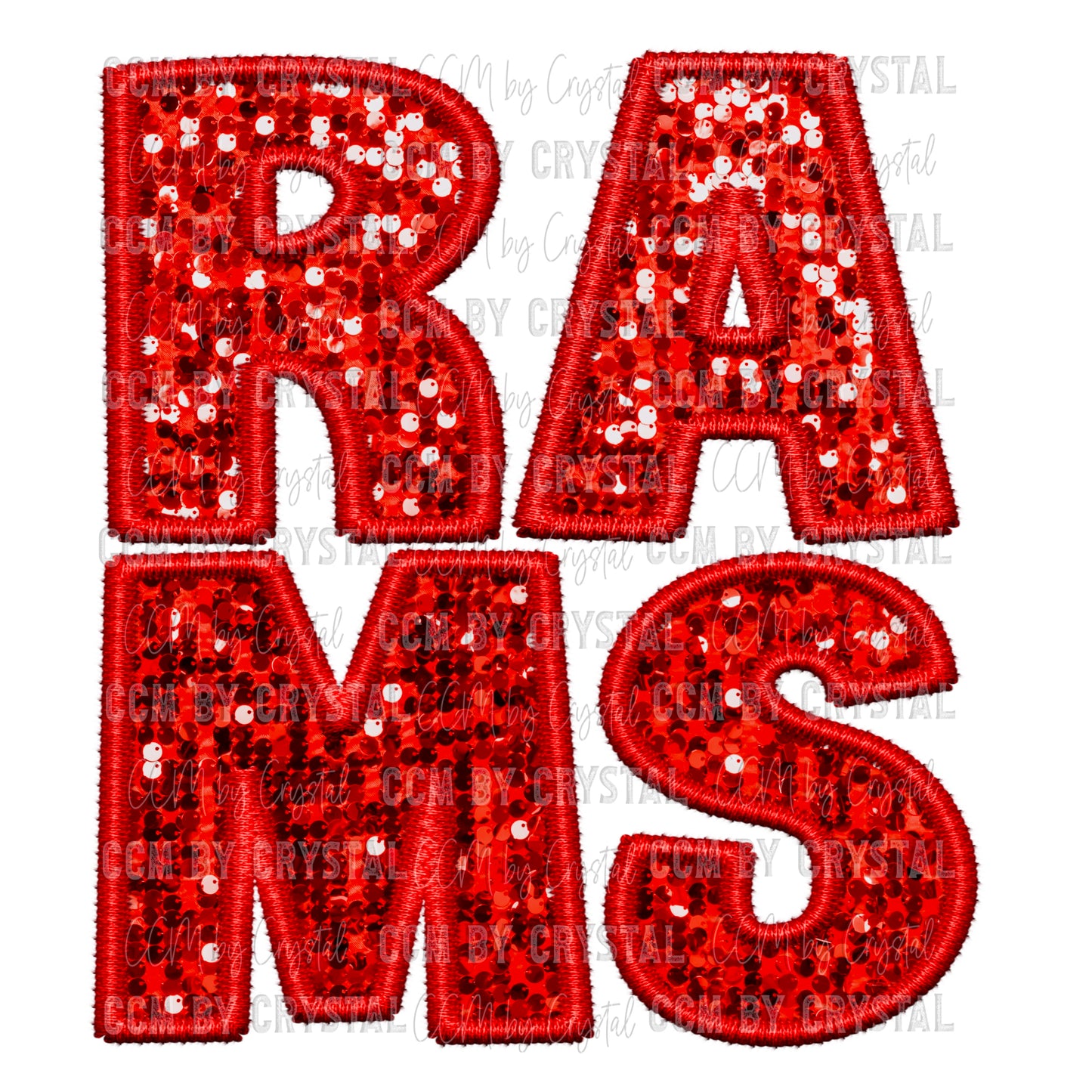 Rams Faux Embroidery Faux Sequins Ready To Press Transfer DTF Sublimation