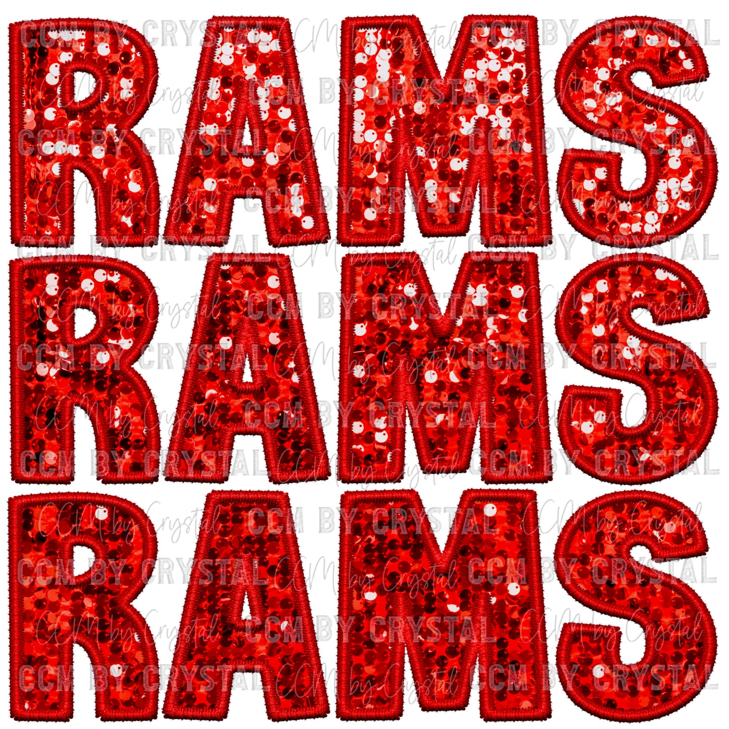 Rams Faux Embroidery Faux Sequins Ready To Press Transfer DTF Sublimation