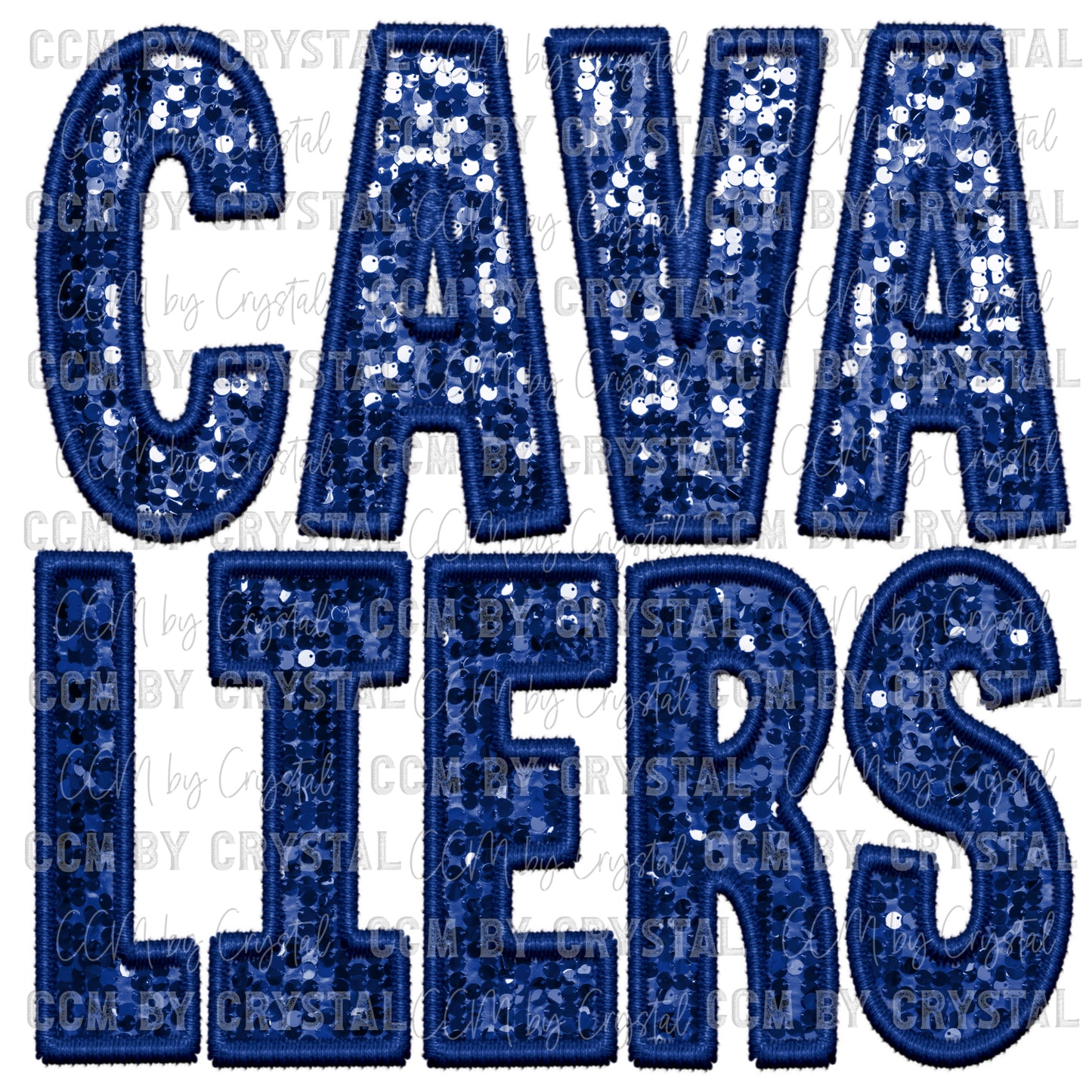 Cavaliers Faux Embroidery Faux Sequins Ready To Press Transfer DTF Sublimation