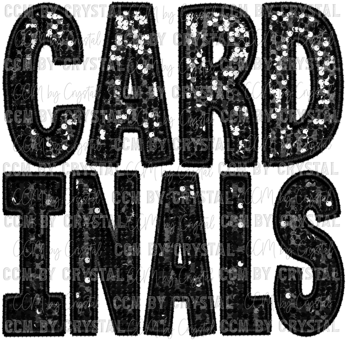 Cardinals Faux Embroidery Faux Sequins Ready To Press Transfer DTF Sublimation