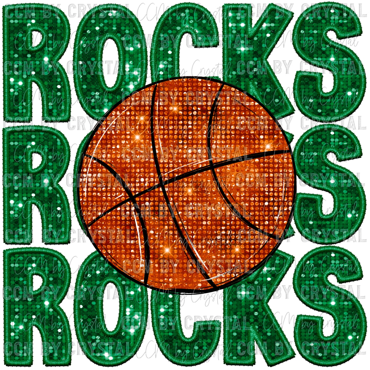 Rocks Basketball Faux Embroidery Faux Sequins Ready To Press Transfer DTF Sublimation