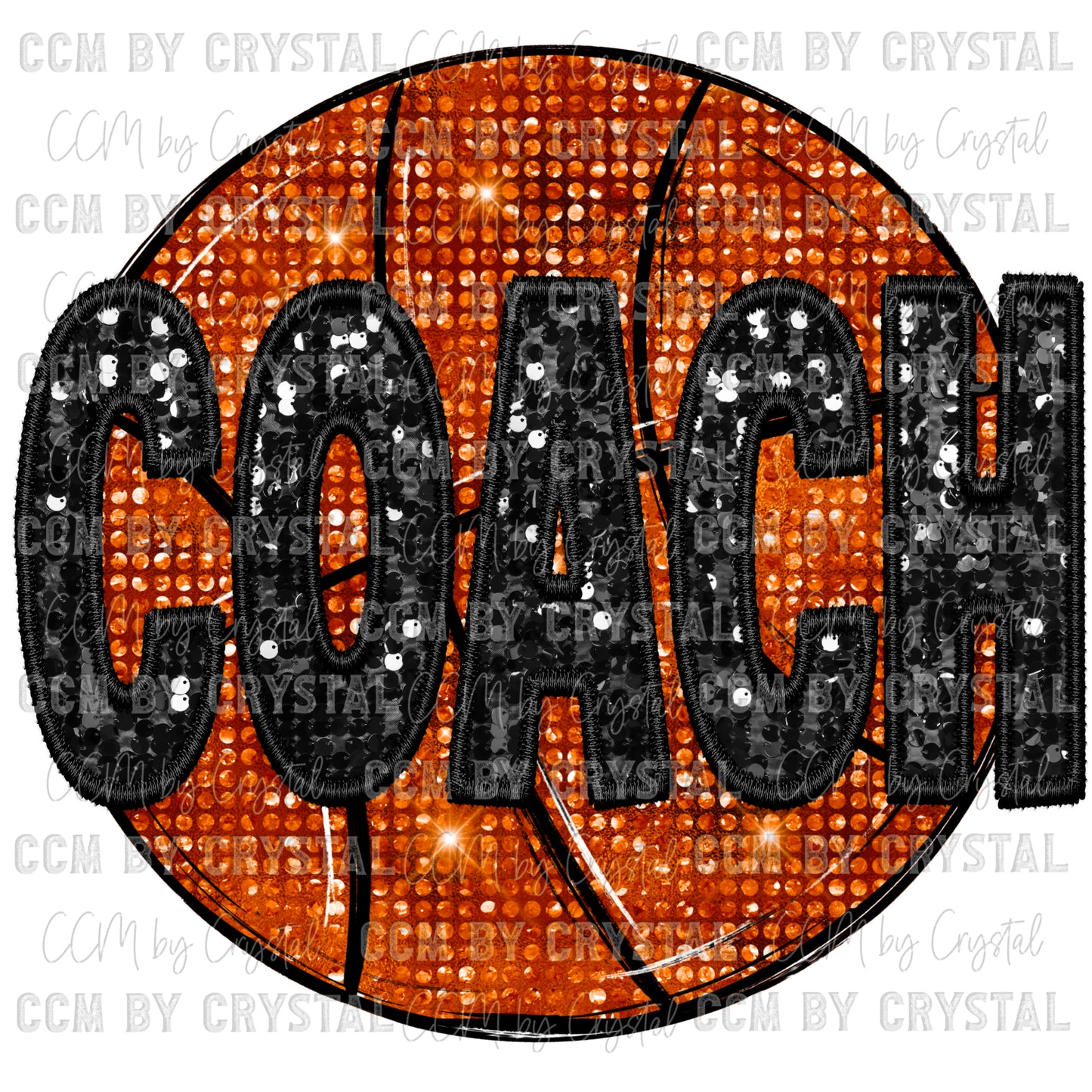 Basketball Coach Faux Embroidery Faux Sequins Ready To Press Transfer DTF Sublimation