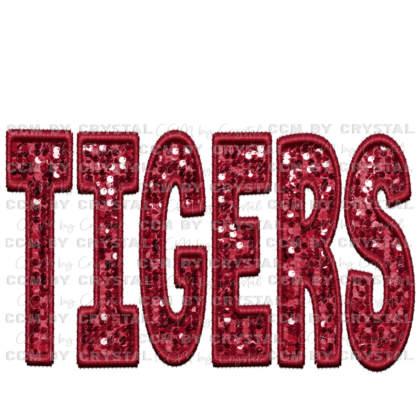 Tigers Faux Embroidery Faux Sequins Ready To Press Transfer DTF Sublimation