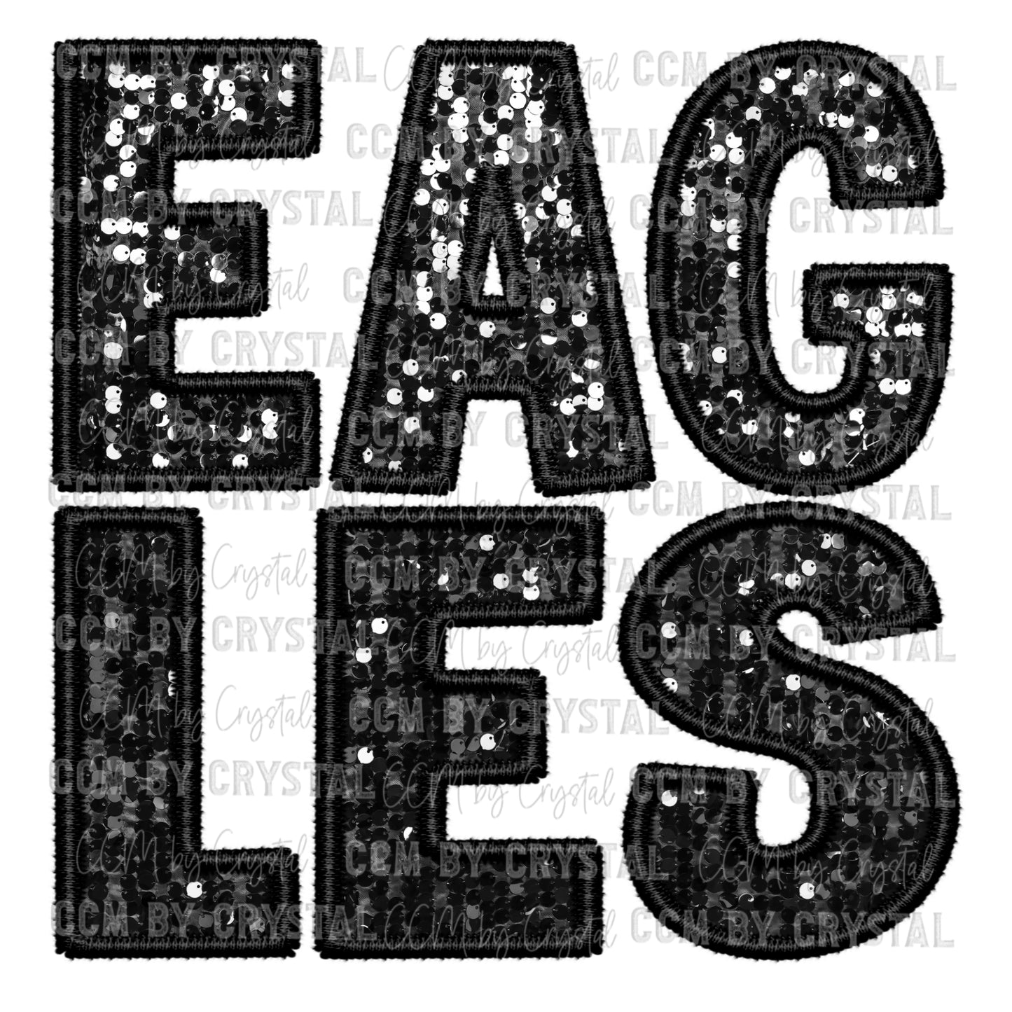 Eagles Faux Embroidery Faux Sequins Ready To Press Transfer DTF Sublimation