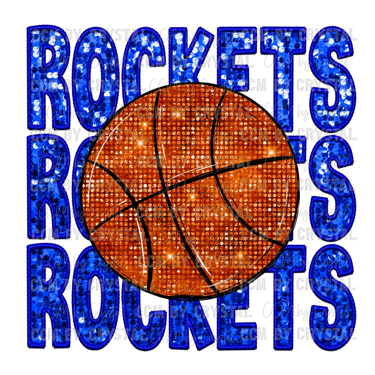 Rockets Basketball Faux Embroidery Faux Sequins Ready To Press Transfer DTF Sublimation