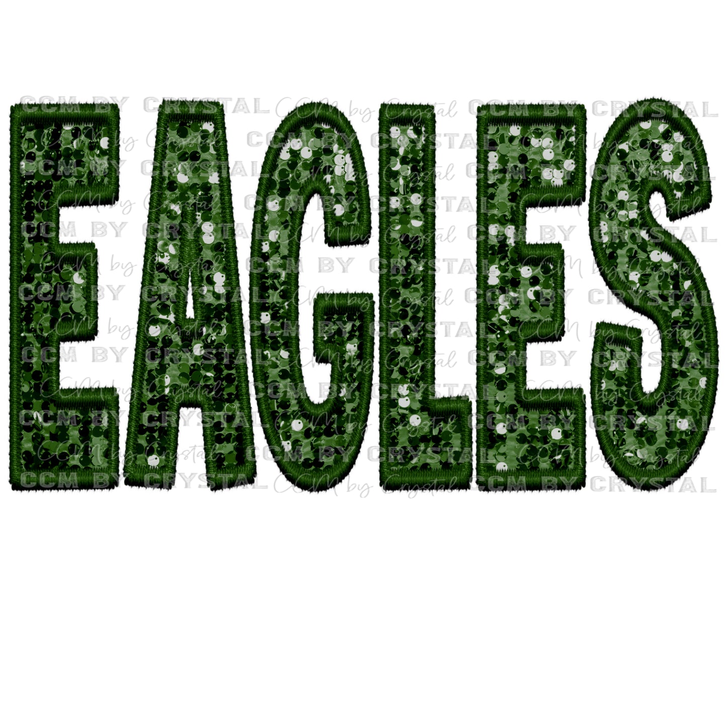 Eagles Faux Embroidery Faux Sequins Ready To Press Transfer DTF Sublimation