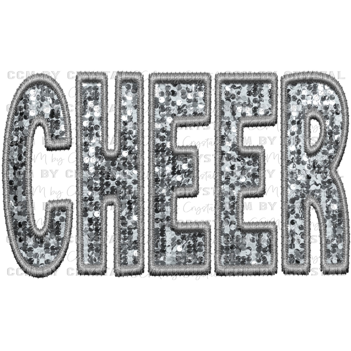 Cheer Faux Embroidery Faux Sequins PNG Digital File ONLY
