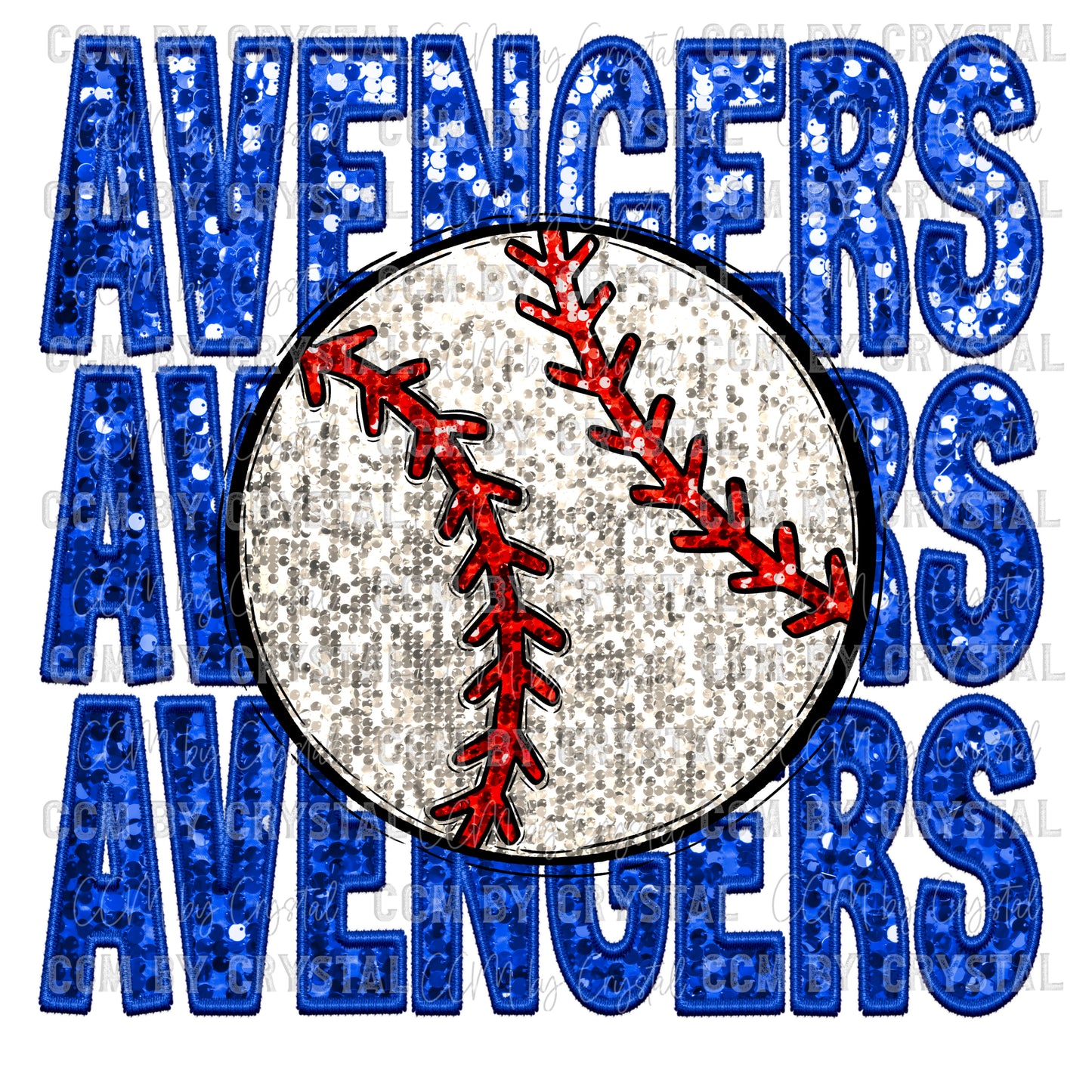 Avengers Baseball Faux Embroidery Faux Sequins Ready to Press Transfer DTF Transfer Sublimation Transfer