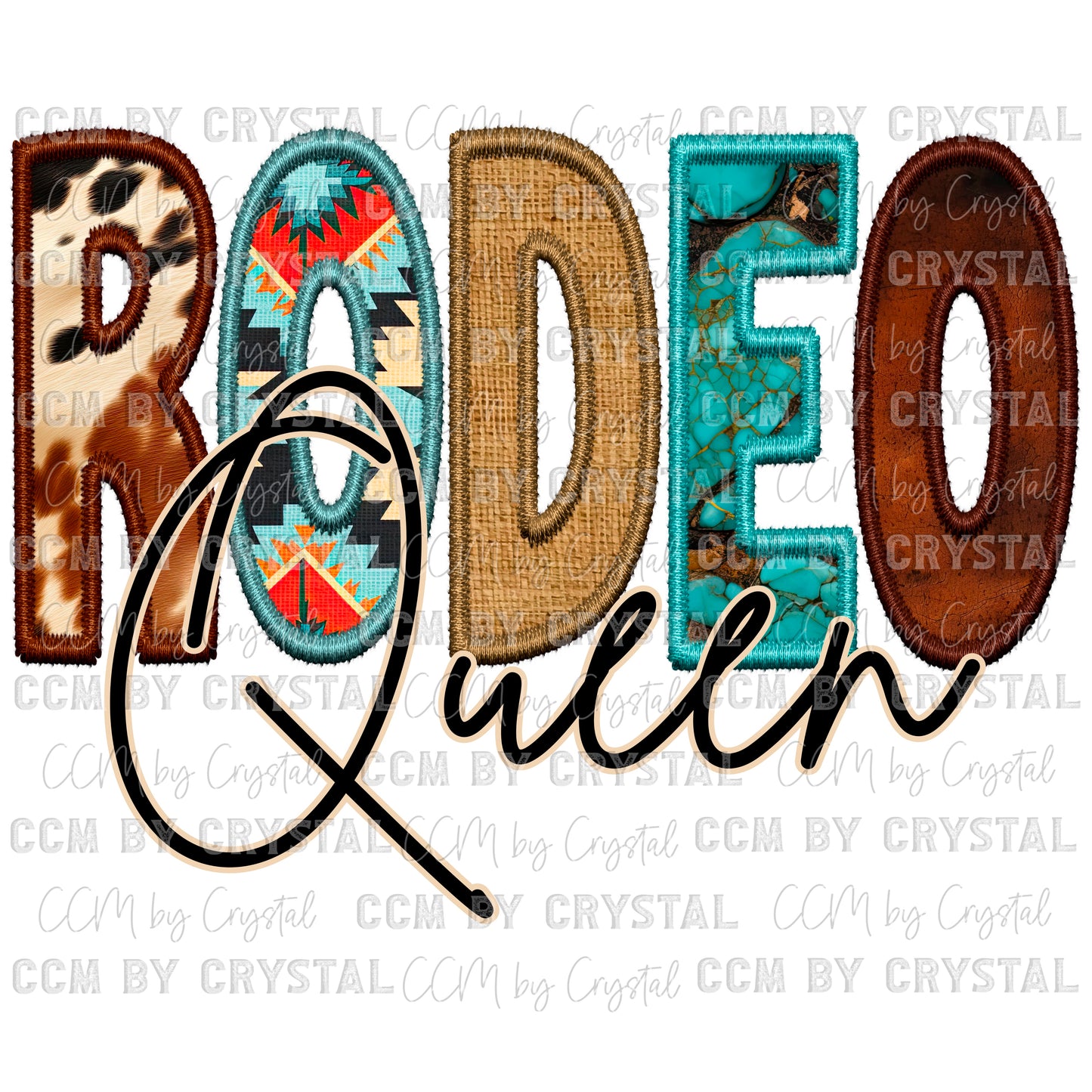 Rodeo Queen and Rodeo Princess Faux Embroidery PNG Digital File ONLY