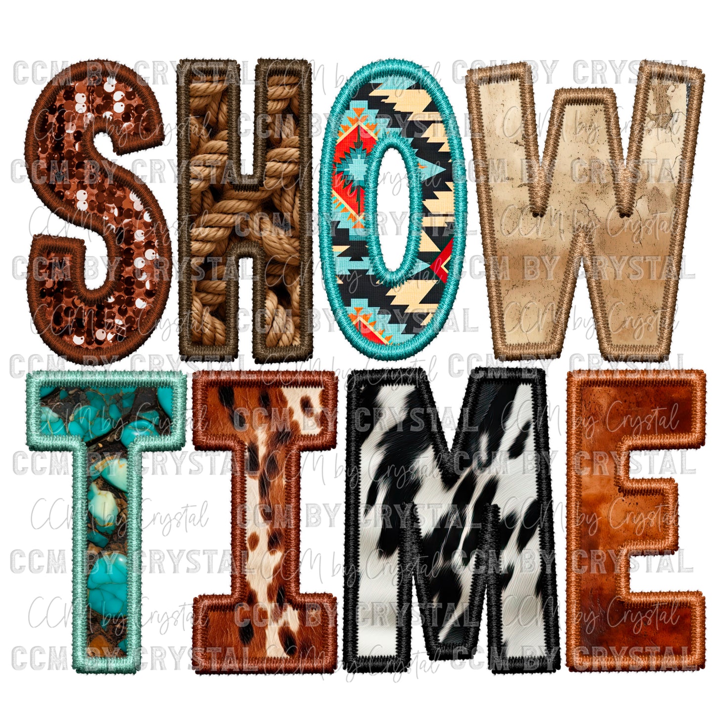 Show Time Stock Show Rodeo Western Faux Embroidery PNG Digital File ONLY