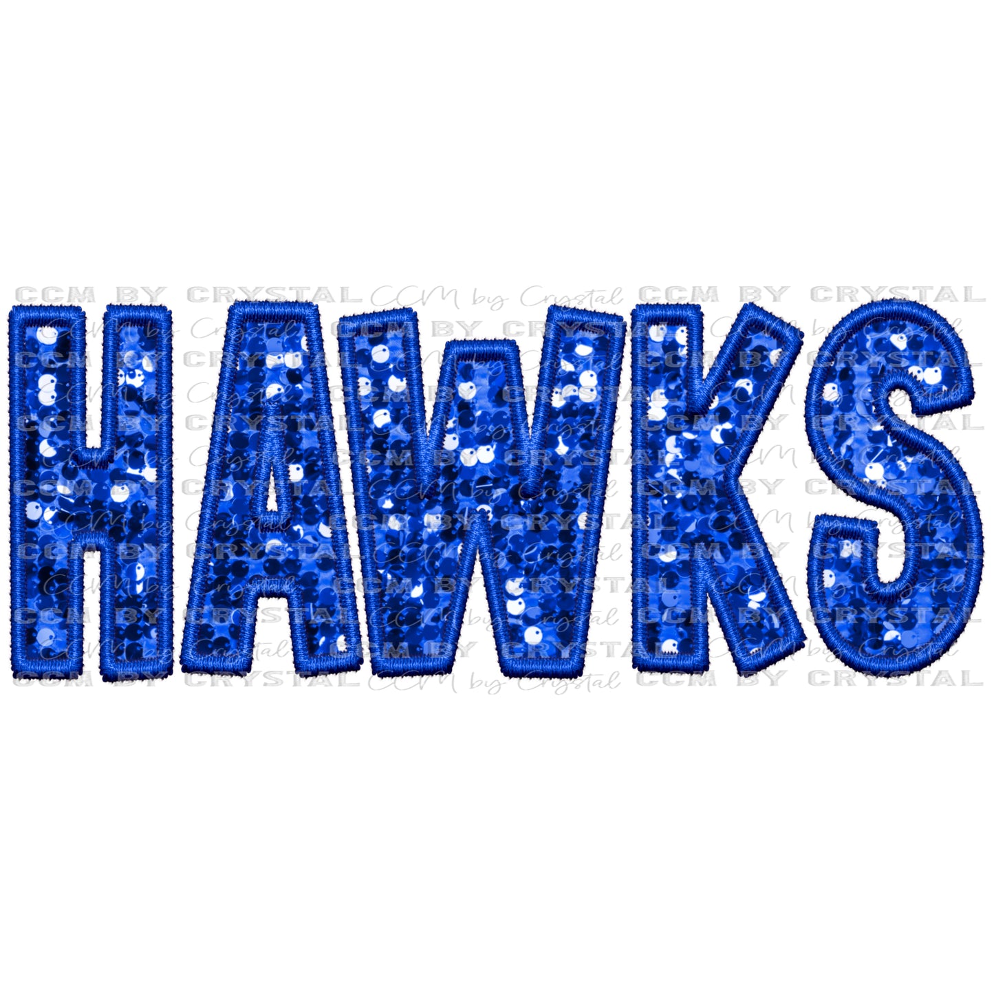Hawks Faux Sequins Faux Embroidery PNG Digital File ONLY