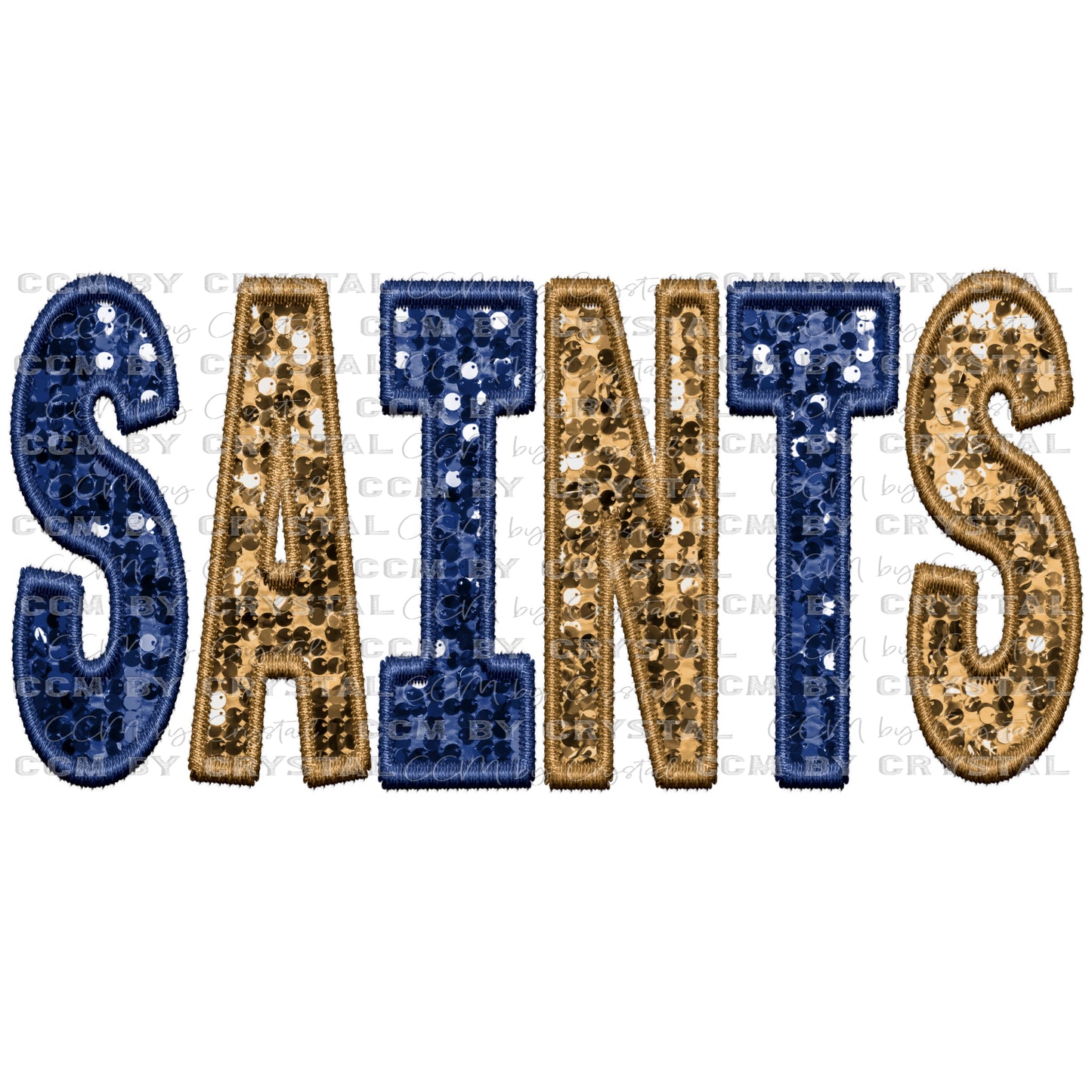 Saints Faux Embroidery Faux Sequins PNG Digital File ONLY