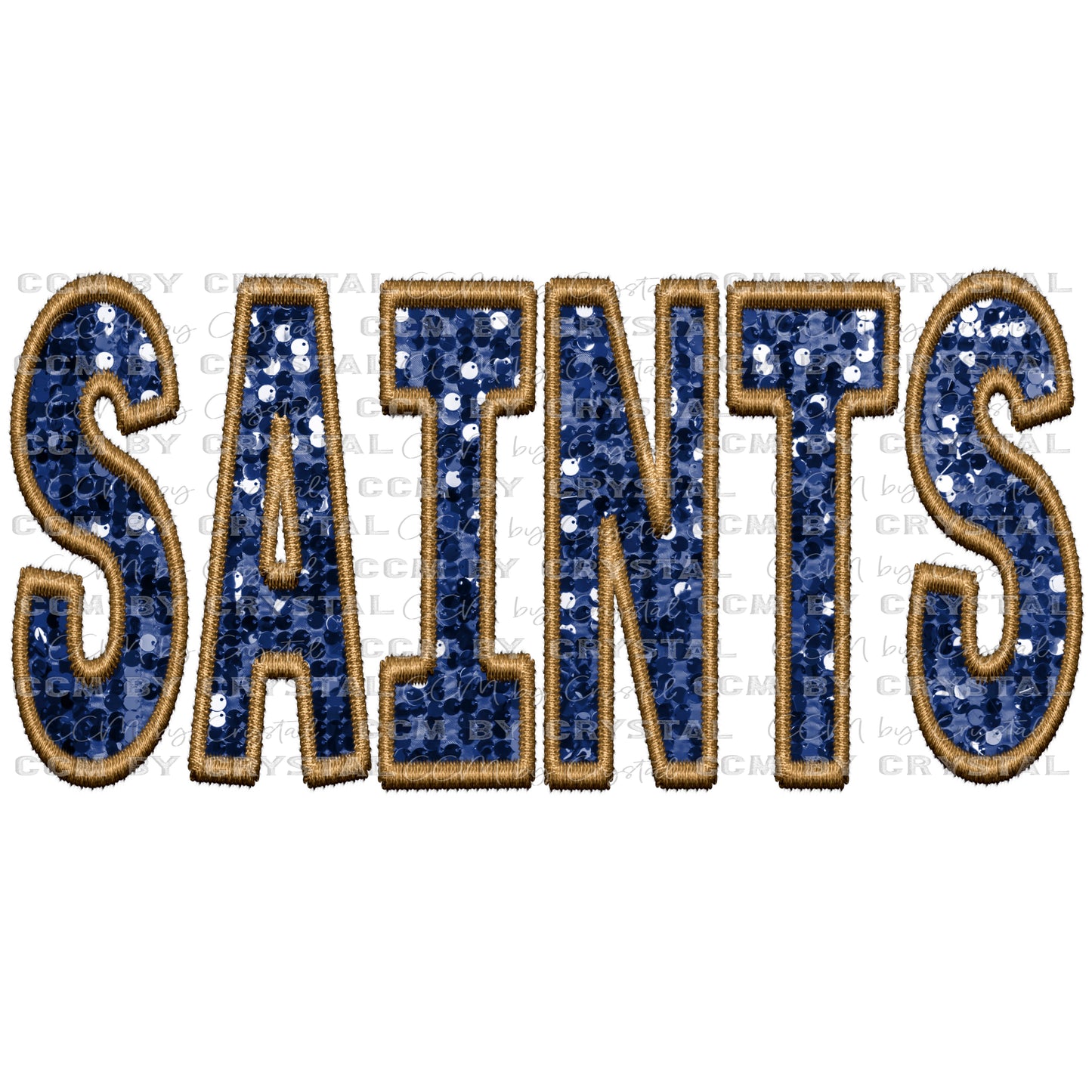 Saints Faux Embroidery Faux Sequins PNG Digital File ONLY