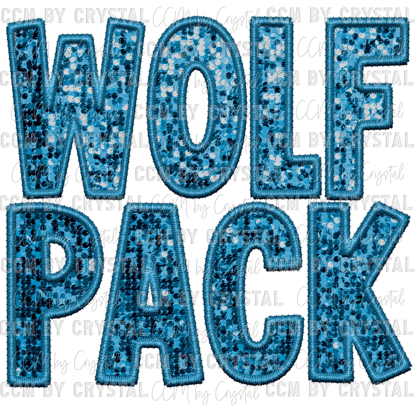 Wolf Pack Faux Sequins Faux Embroidery PNG Digital File ONLY