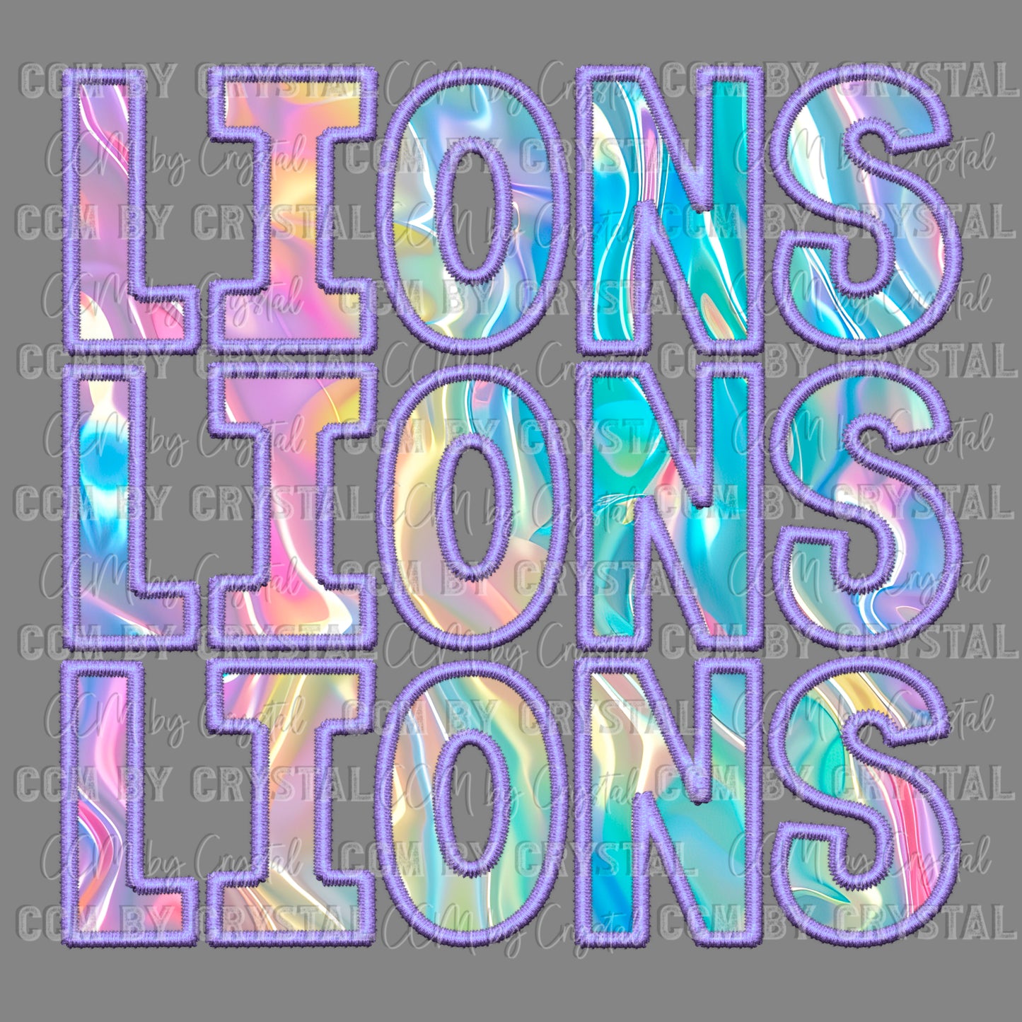 Lions iridescent Holo Mascot Ready to Press Transfer DTF Transfer Sublimation Transfer