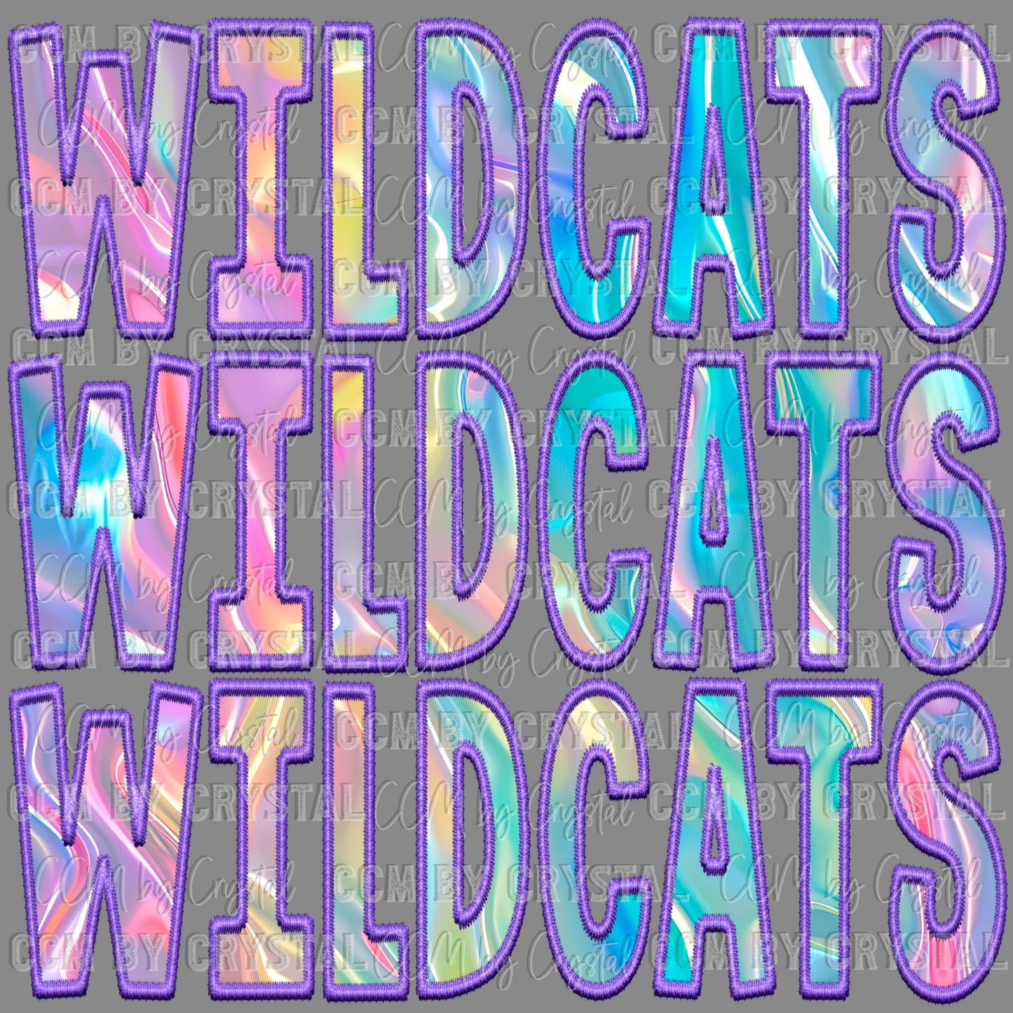 Wildcats iridescent Holo Mascot Ready to Press Transfer DTF Transfer Sublimation Transfer