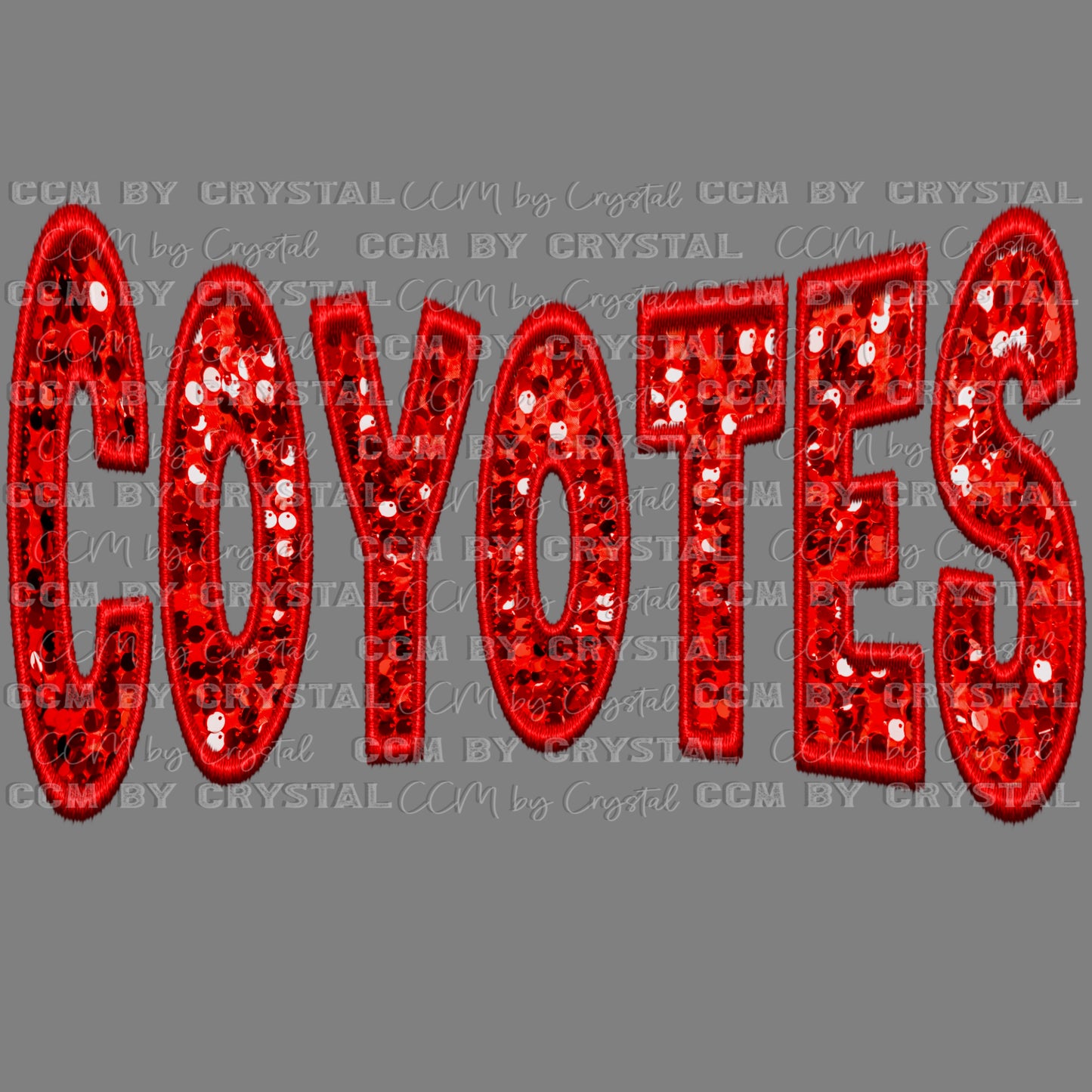 Coyotes Faux Sequins Faux Embroidery Mascot Ready to Press Transfer DTF Transfer Sublimation Transfer
